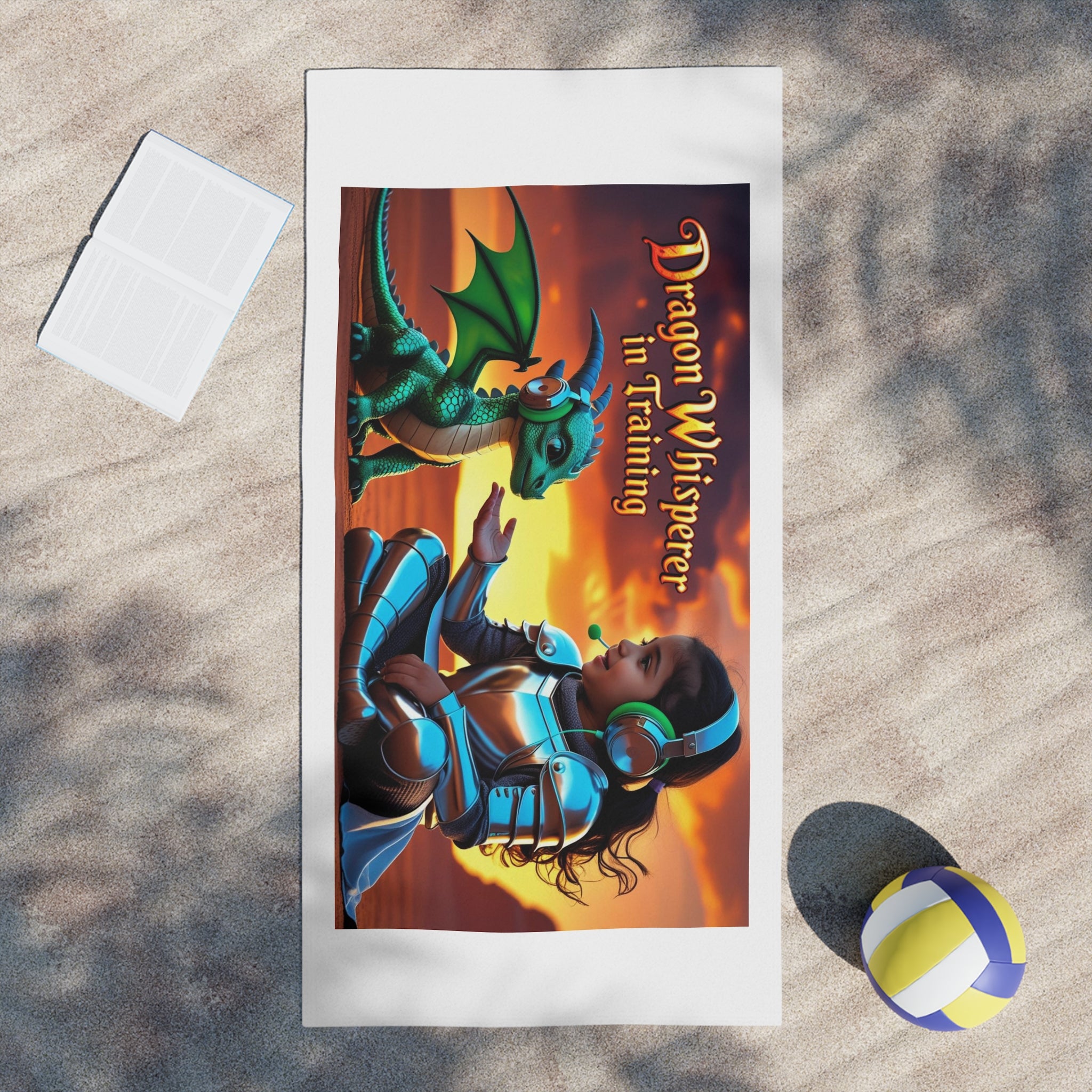 Funny Dragon Whisperer (Girl) Beach Towel - Fantasy Beach Towels, Kids Towels, Dragon Lovers Gift, Summer Essentials, Pool Day Must-Have