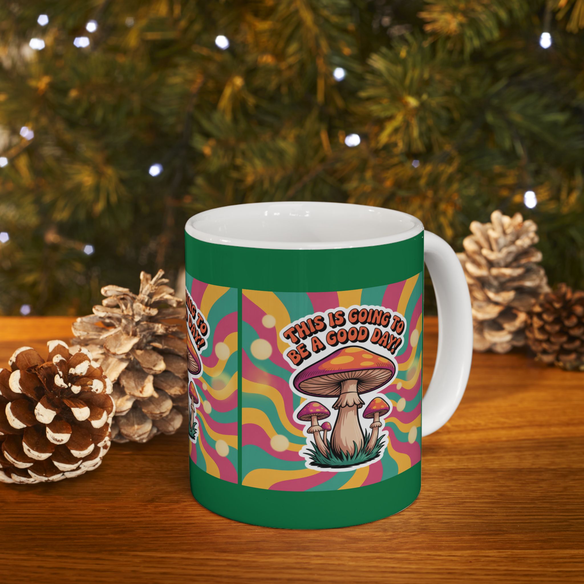 Vibrant Mushroom Ceramic Mug, Fun Coffee Cup for Good Vibes, Gift for Nature Lovers, Tea Time, Boho Decor, Colorful Drinkware