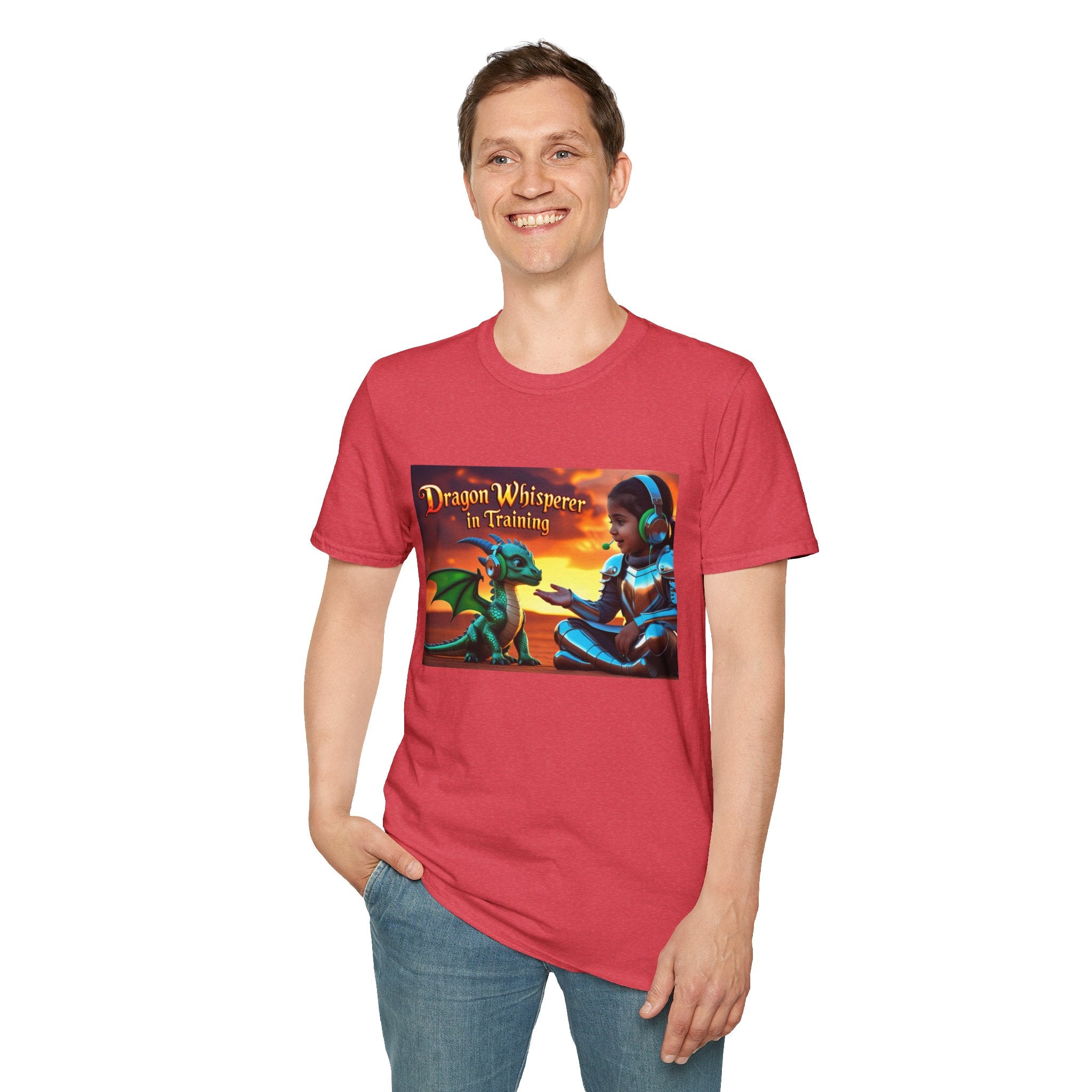 Funny Dragon Whisperer Unisex Softstyle T-Shirt | Fantasy Apparel, Gift for Dragon Lovers, Kids & Adults, Birthday Present, Magical Vibe