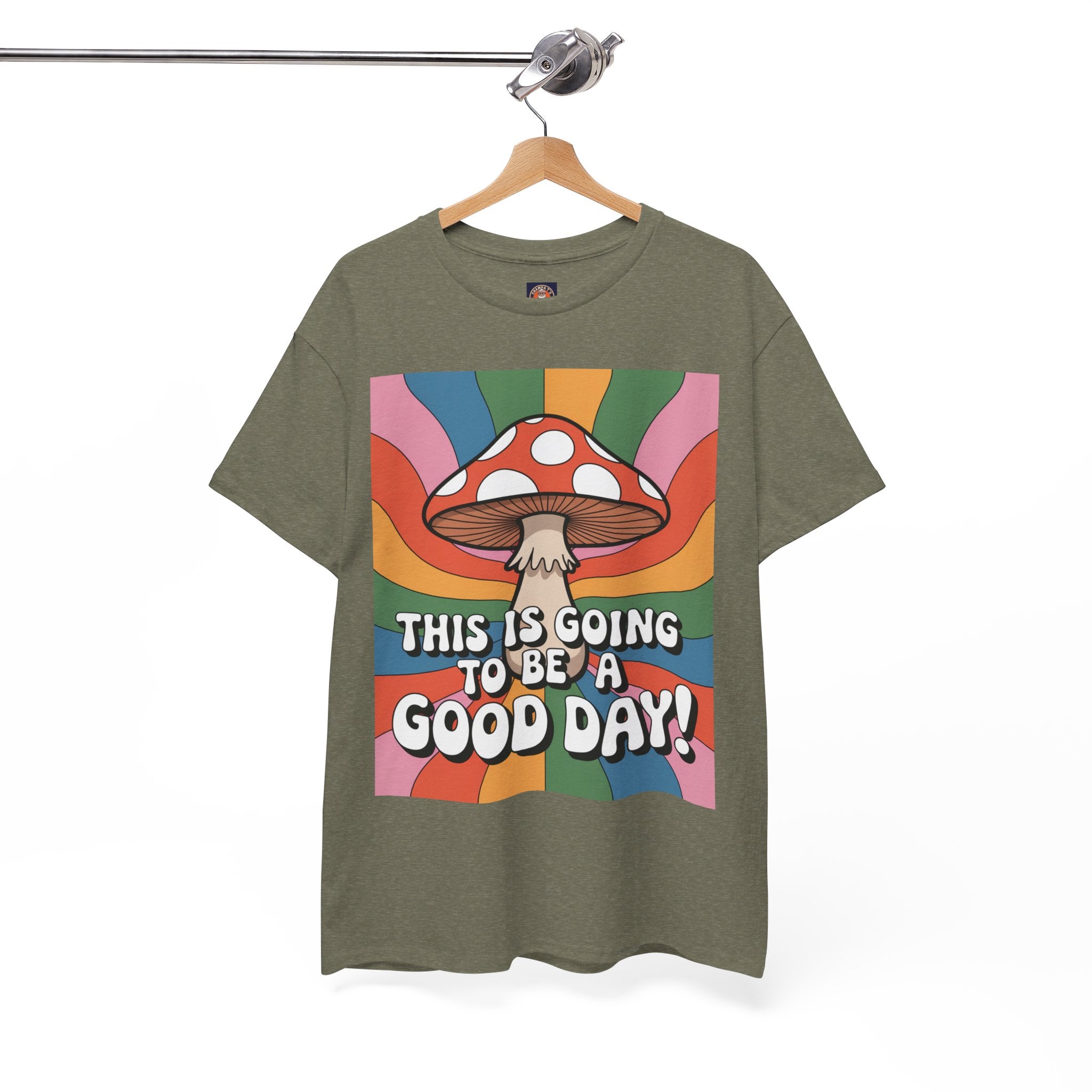 Fun Hippy Mushroom Cheerful Graphic Tee, Positive Vibes T-Shirt for Everyday Wear, Gift for Nature Lovers, Trendy Casual Wear, Eco-Friendly Fashion