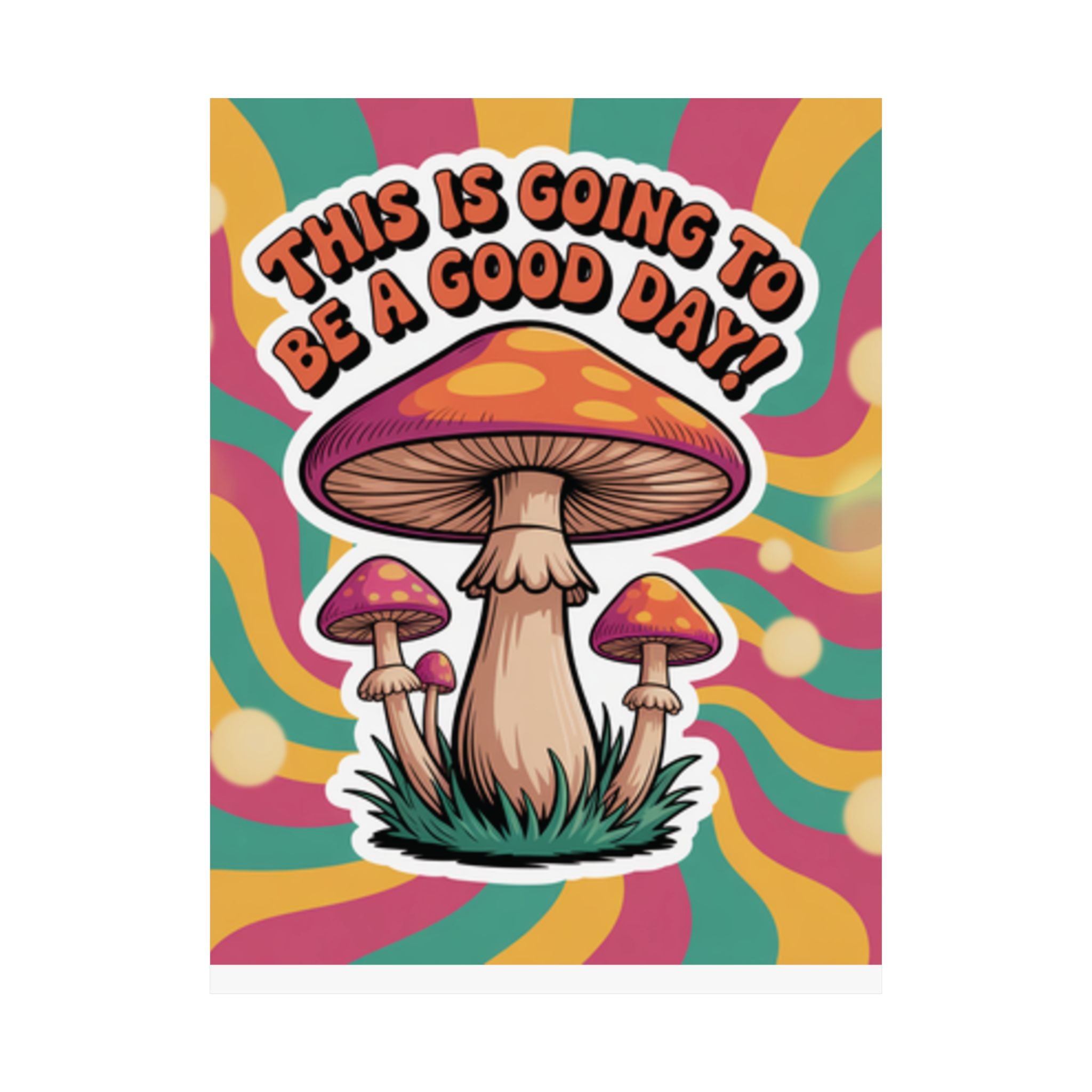Colorful 70s Retro Mushroom Art Posters - Positive Wall Decor, Psychedelic Prints, Boho Home Decor, Gift for Friends, Inspirational Wall Art