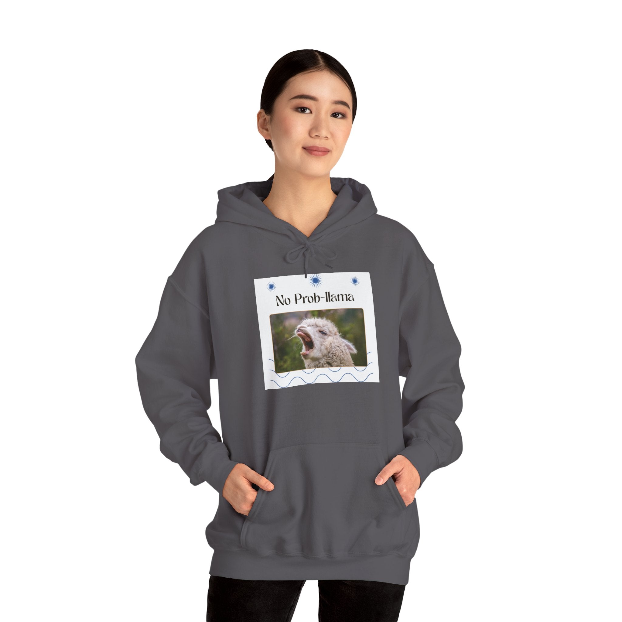 "No Prob-Llama" Unisex Hooded Sweatshirt with Fun Design, Cozy Apparel for Relaxed Days, Gifts for Friends, Casual Wear, Unique Gift Idea, Birthday Present