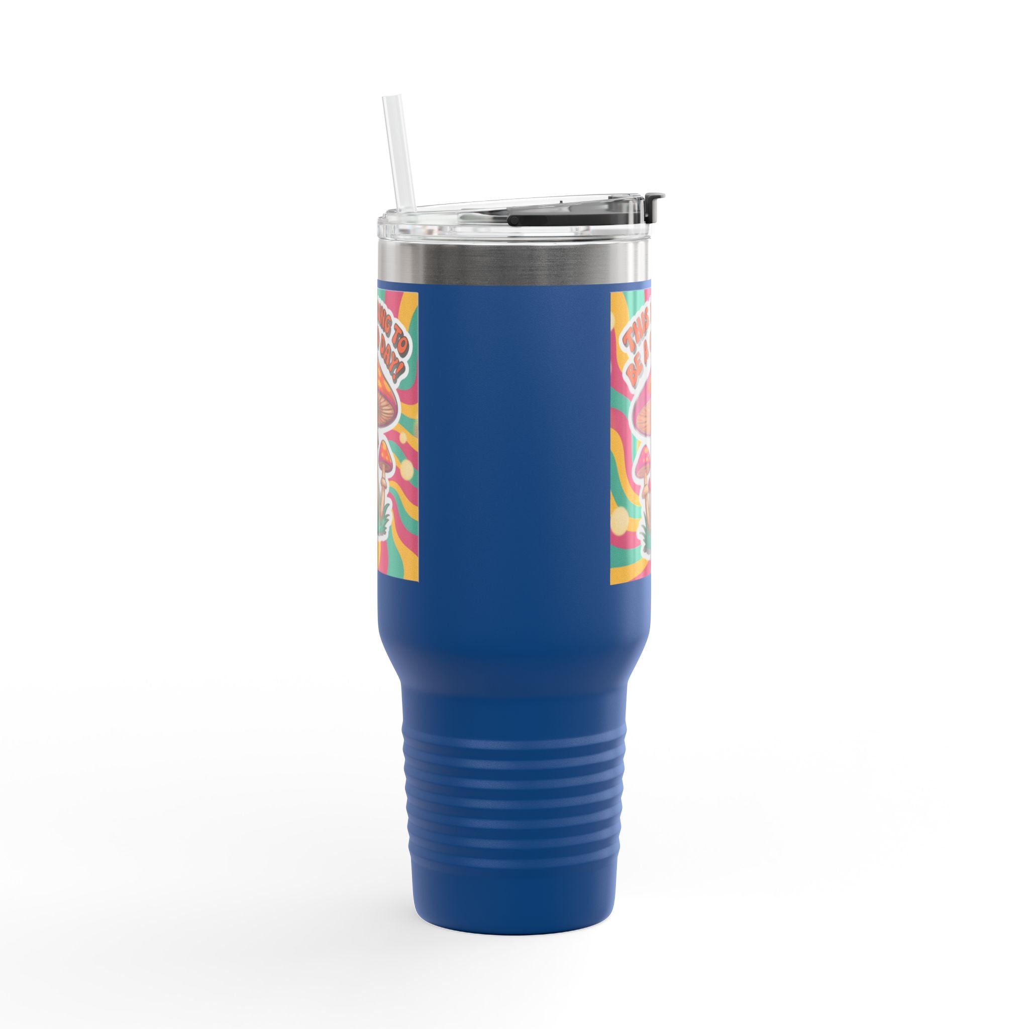 Colorful Happy Mushroom Insulated Travel Mug - Perfect for Adventures, Gifts, Summer Vibes, Camping, Road Trips, Daily Motivation