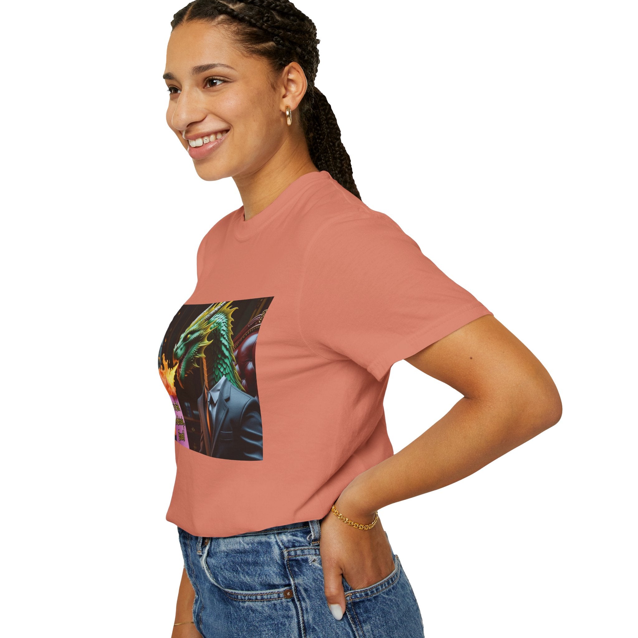 Dragon Fire  Unisex Garment-Dyed T-Shirt, Fun Graphic Tee, Unique Gift, Casual Wear, Fantasy Lover Apparel, Statement Shirt