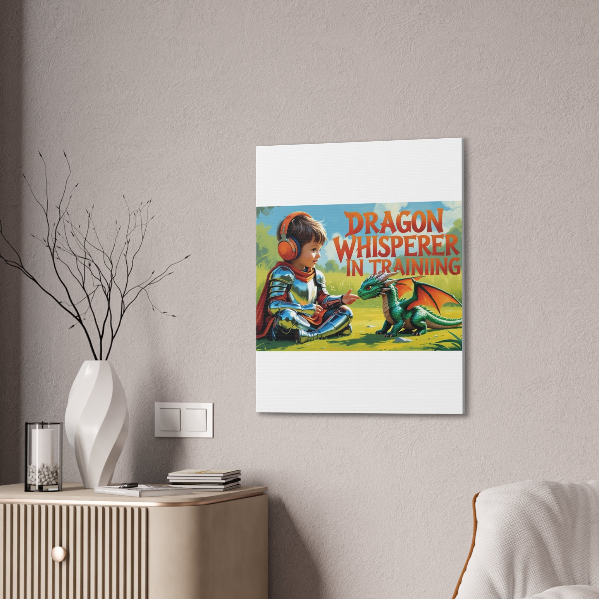 Dragon Whisperer Canvas Print, Playroom Decor, Childrens Wall Art, Fantasy Kids Room, Dragon Lover Gift, Adventure Art, Kid's Room Decor