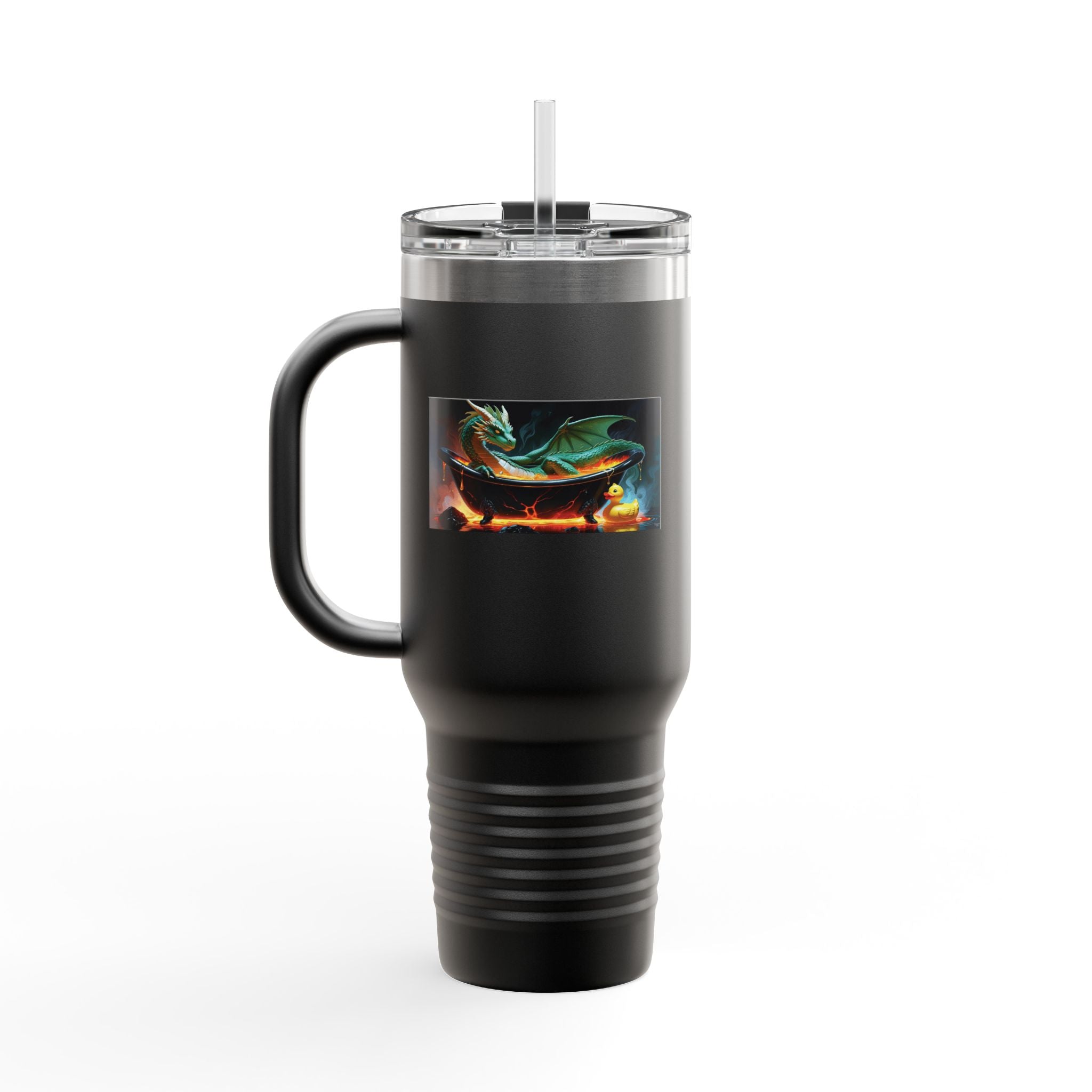 Fun Fantasy Dragon Bath Time Insulated Travel Mug, 40oz - Perfect for Adventures & Celebrations, Dragon Design, Hot & Cold Beverages, Gift for Fantasy Lovers