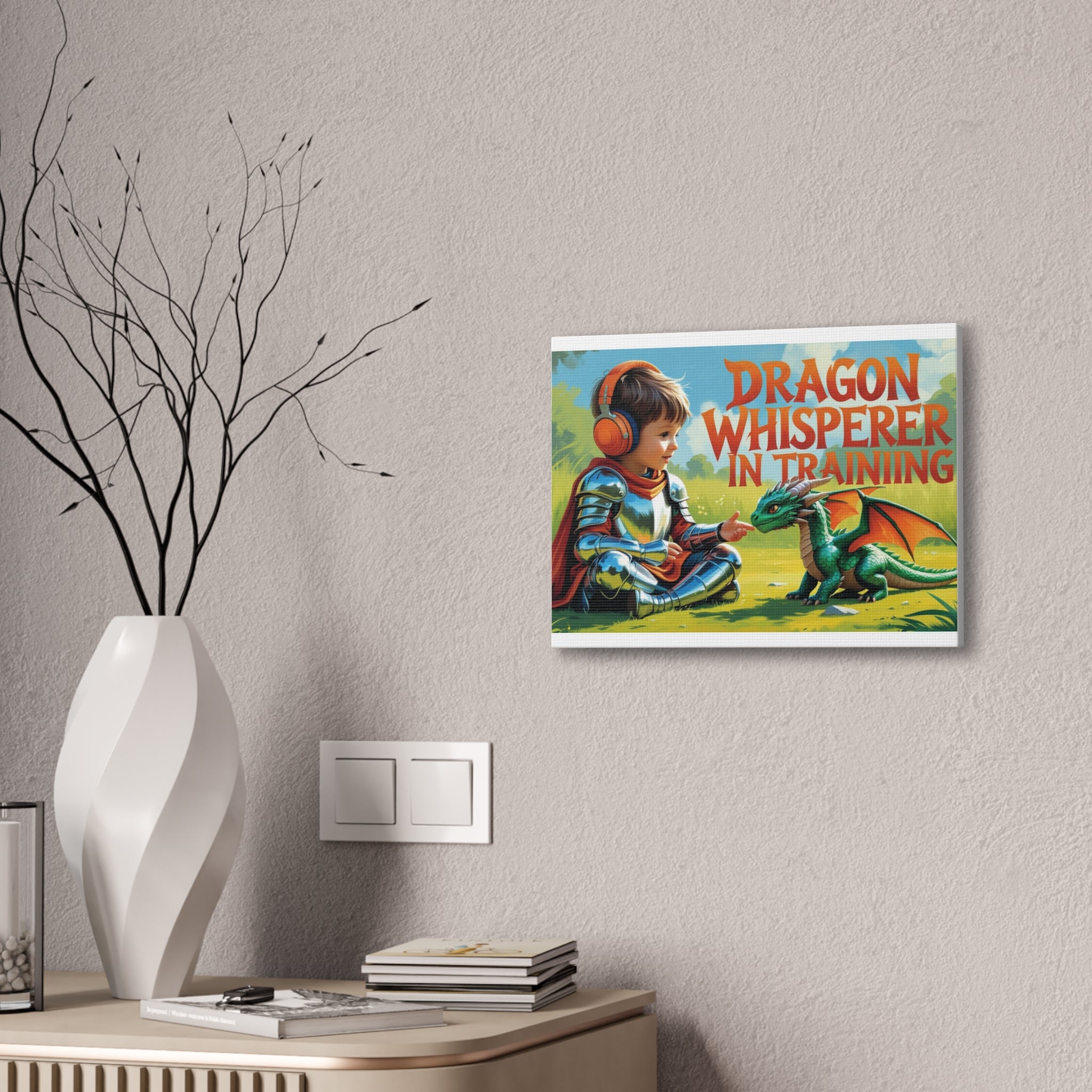 Dragon Whisperer Canvas Print, Playroom Decor, Childrens Wall Art, Fantasy Kids Room, Dragon Lover Gift, Adventure Art, Kid's Room Decor