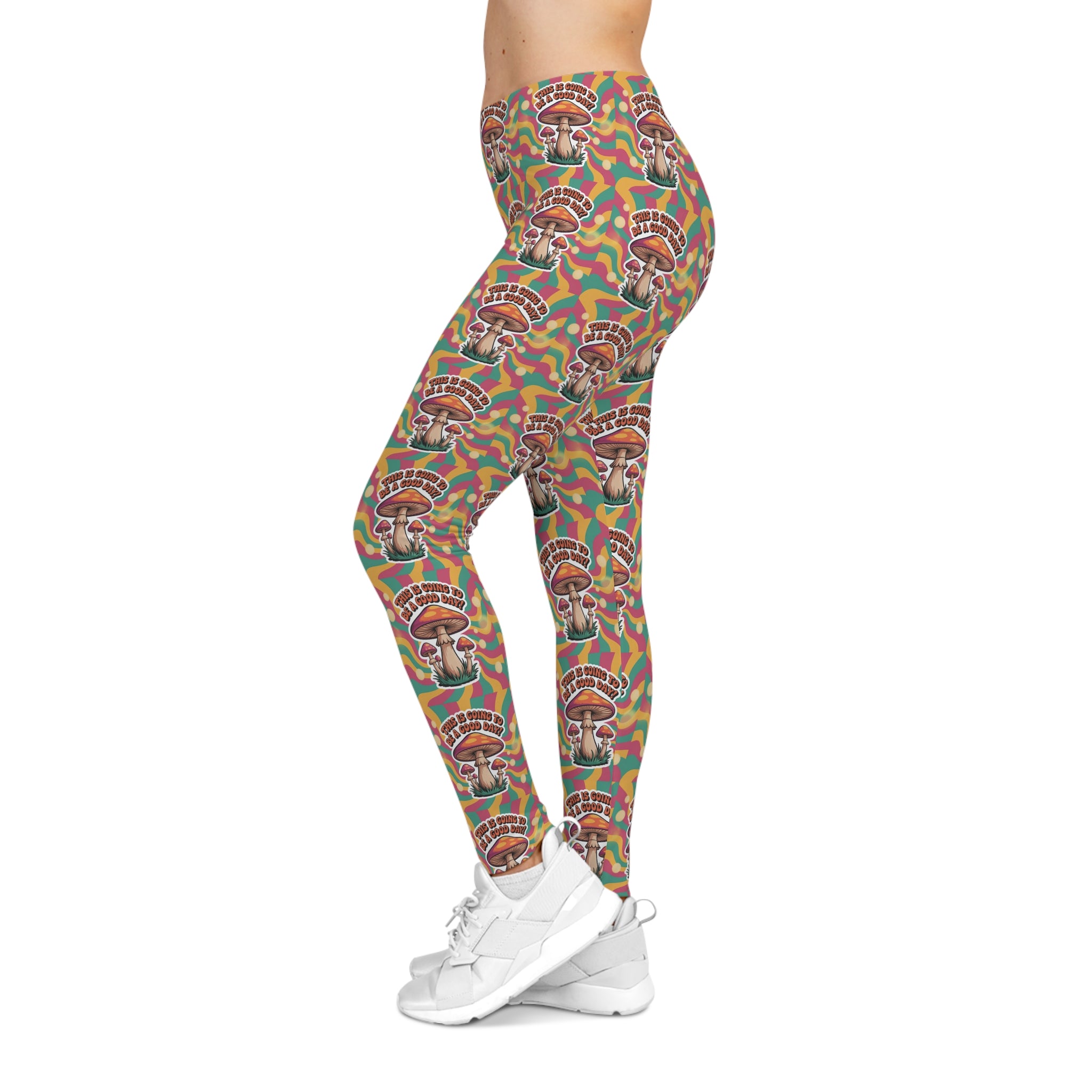 Vibrant Mushroom Leggings, Casual Leggings for Women, Yoga Pants, Dance Wear, Festival Outfit, Eco-Friendly Activewear