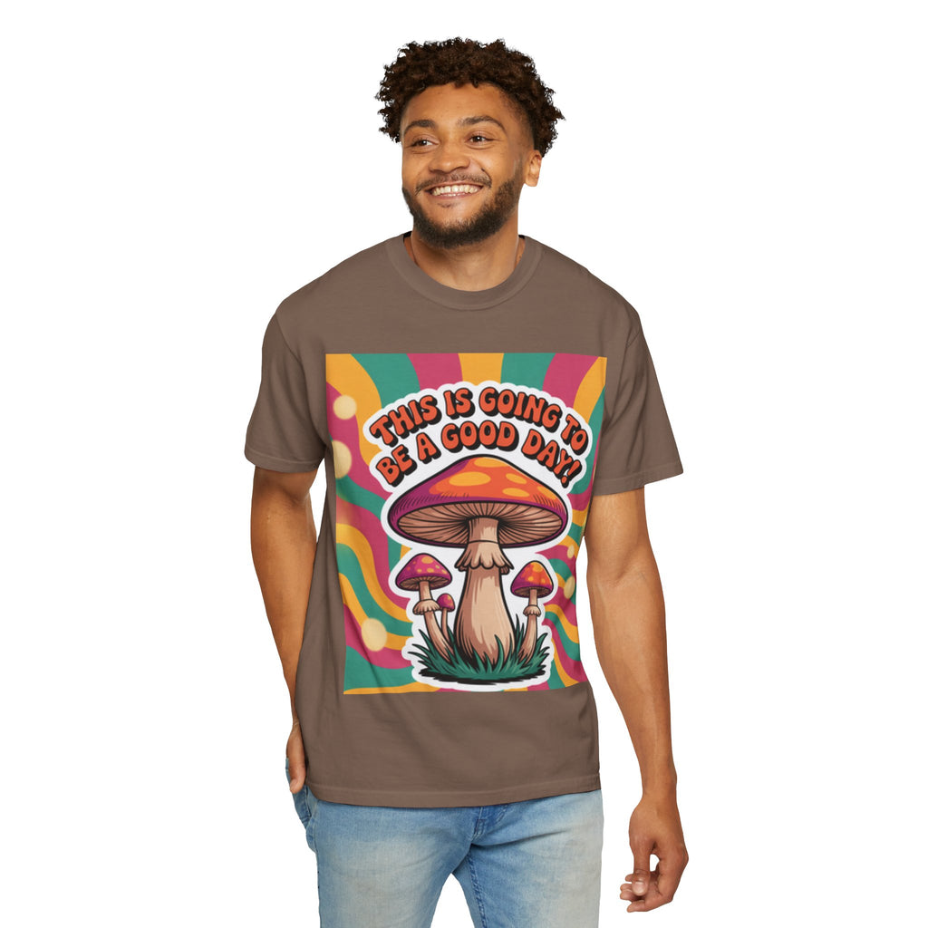 Positive Vibes T-shirt, Retro Mushroom Tee, Unisex Psychedelic Shirt, Gift for Friends, Casual Wear, Summer Essentials