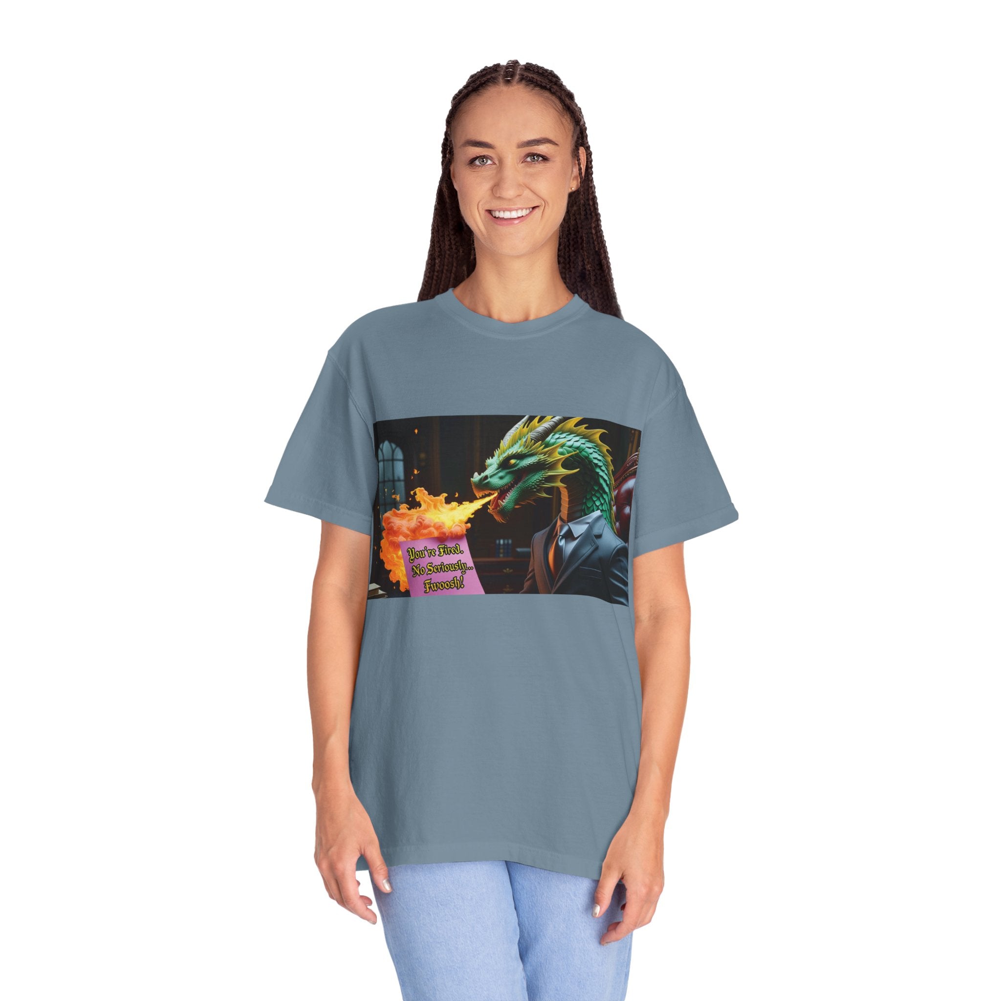 Dragon Fire  Unisex Garment-Dyed T-Shirt, Fun Graphic Tee, Unique Gift, Casual Wear, Fantasy Lover Apparel, Statement Shirt