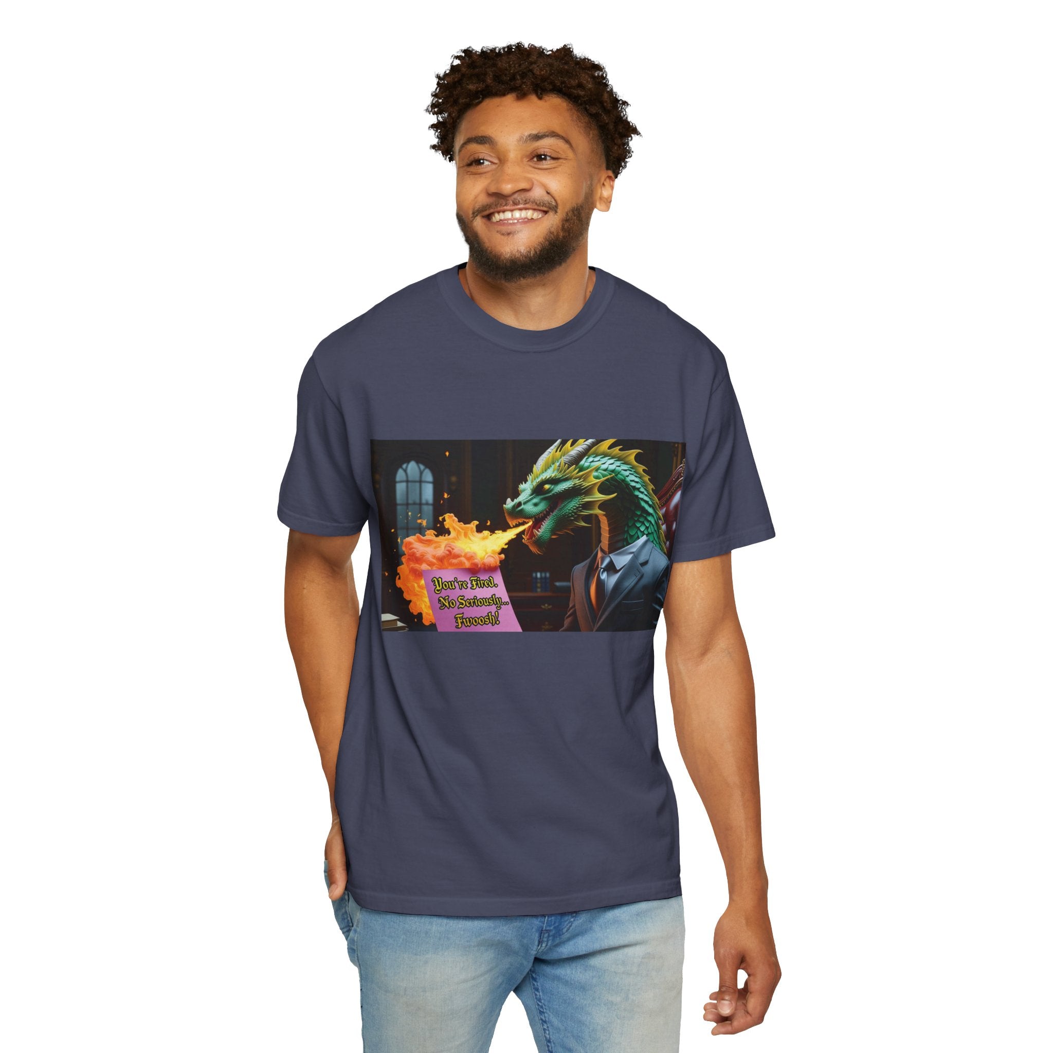 Dragon Fire  Unisex Garment-Dyed T-Shirt, Fun Graphic Tee, Unique Gift, Casual Wear, Fantasy Lover Apparel, Statement Shirt