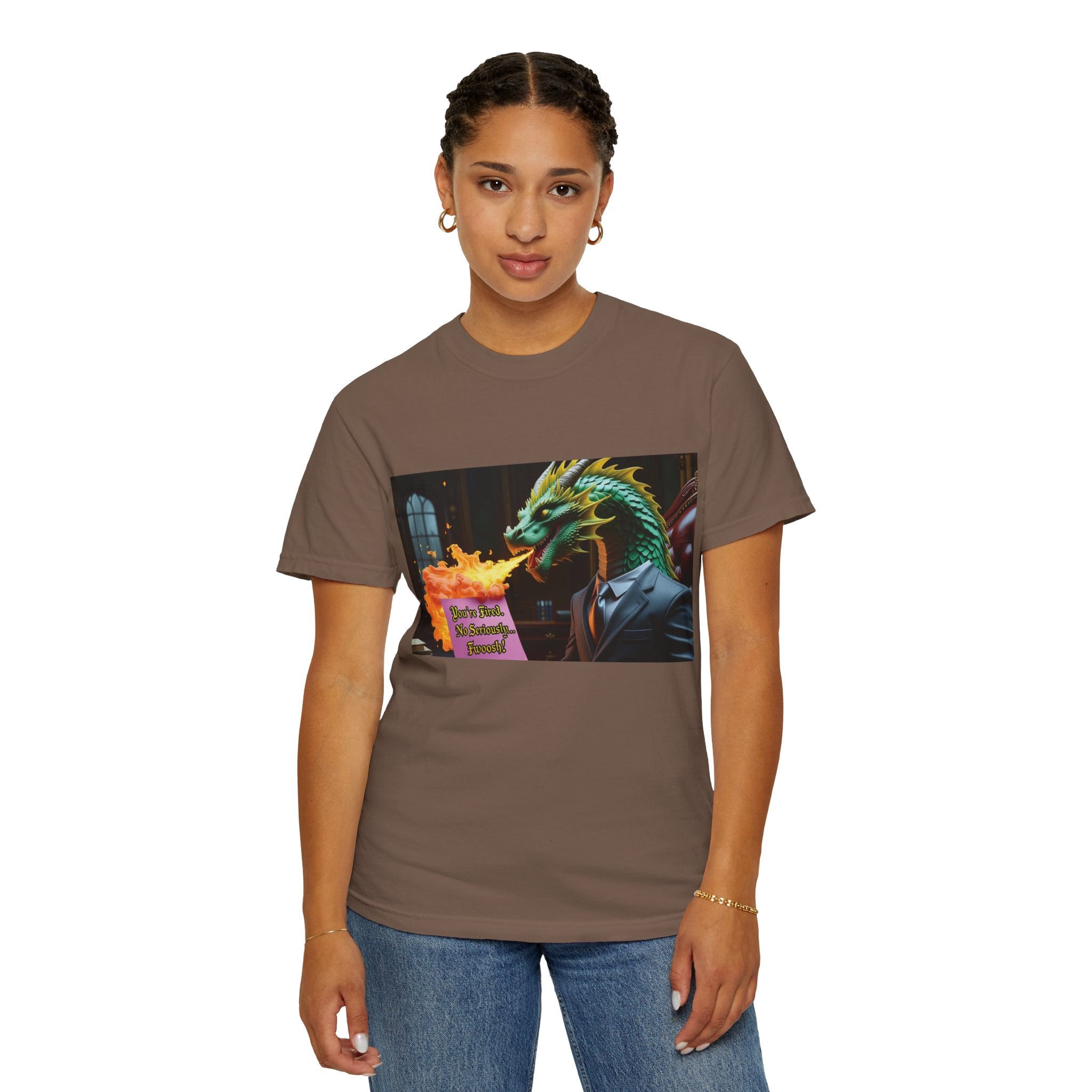 Dragon Fire  Unisex Garment-Dyed T-Shirt, Fun Graphic Tee, Unique Gift, Casual Wear, Fantasy Lover Apparel, Statement Shirt