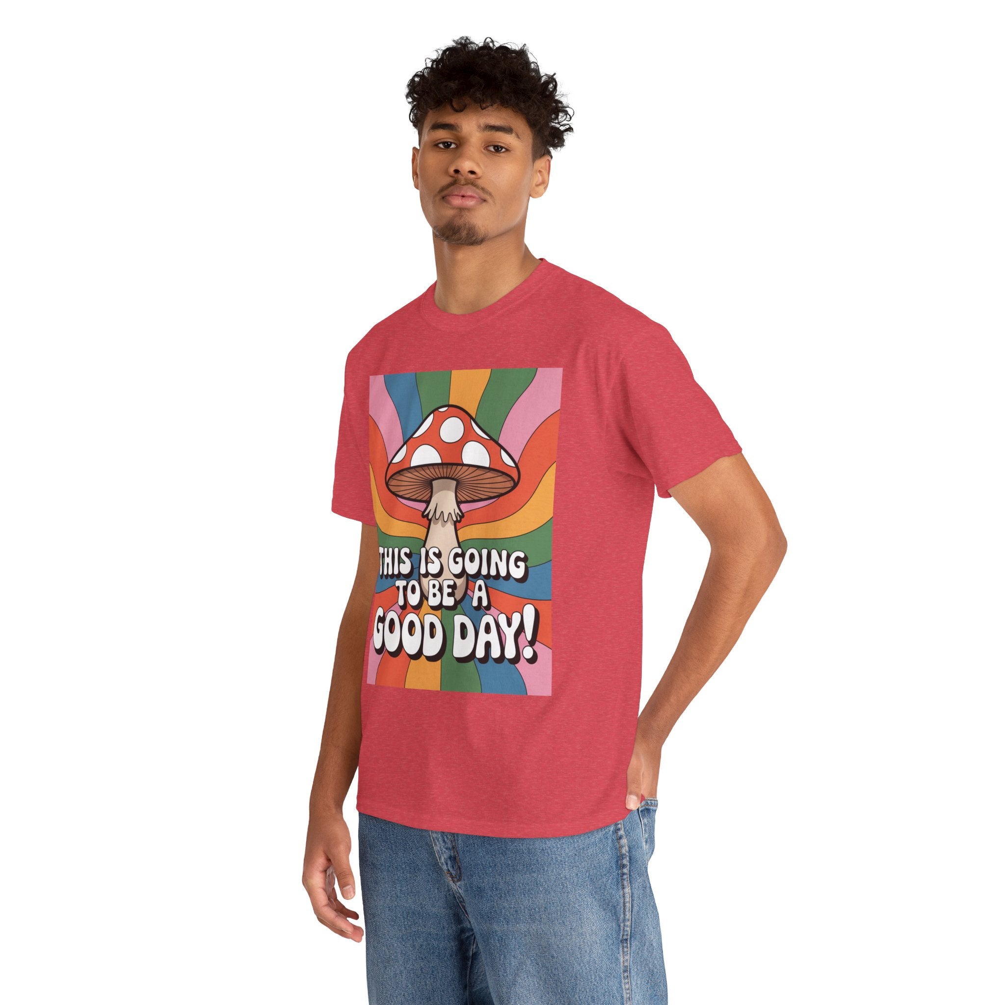 Fun Hippy Mushroom Cheerful Graphic Tee, Positive Vibes T-Shirt for Everyday Wear, Gift for Nature Lovers, Trendy Casual Wear, Eco-Friendly Fashion