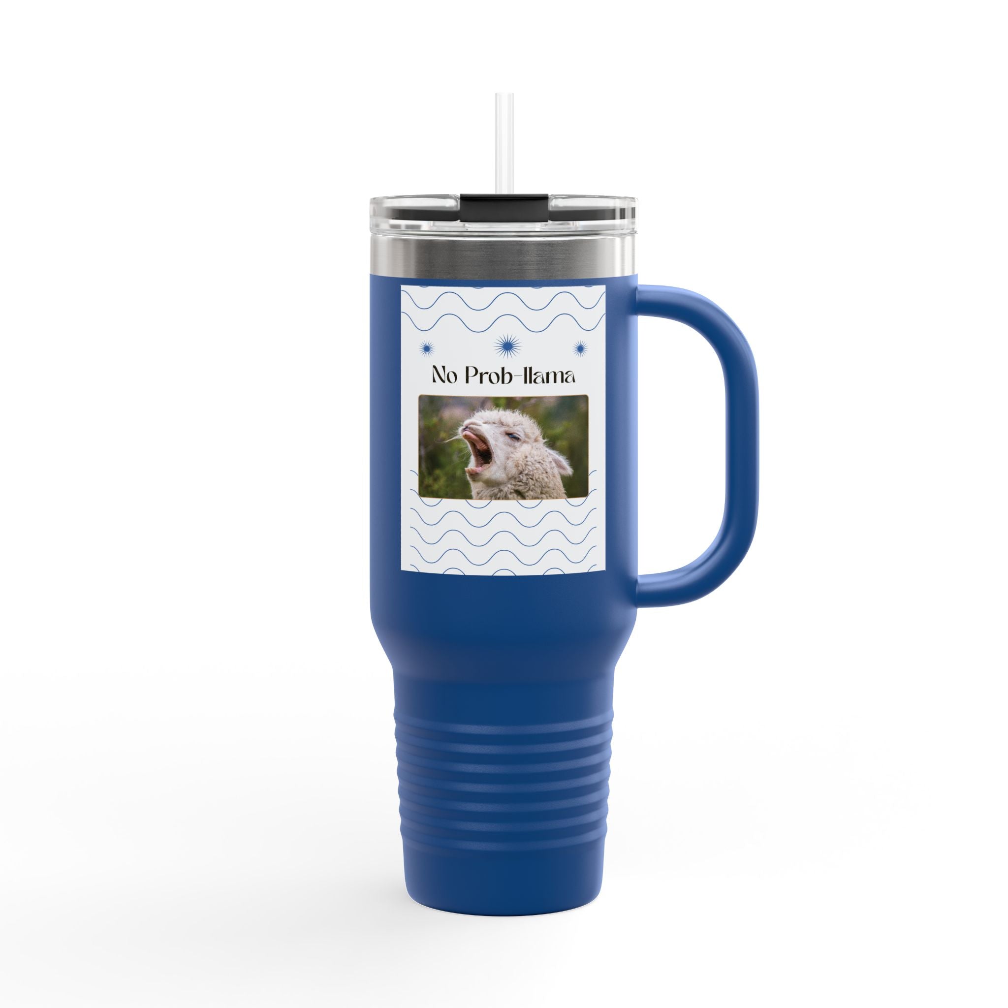 No Prob-Llama 40oz Travel Mug – Funny Llama Coffee Tumbler for Adults | Insulated, Spill-Proof, Adventure-Ready Hydration Gift