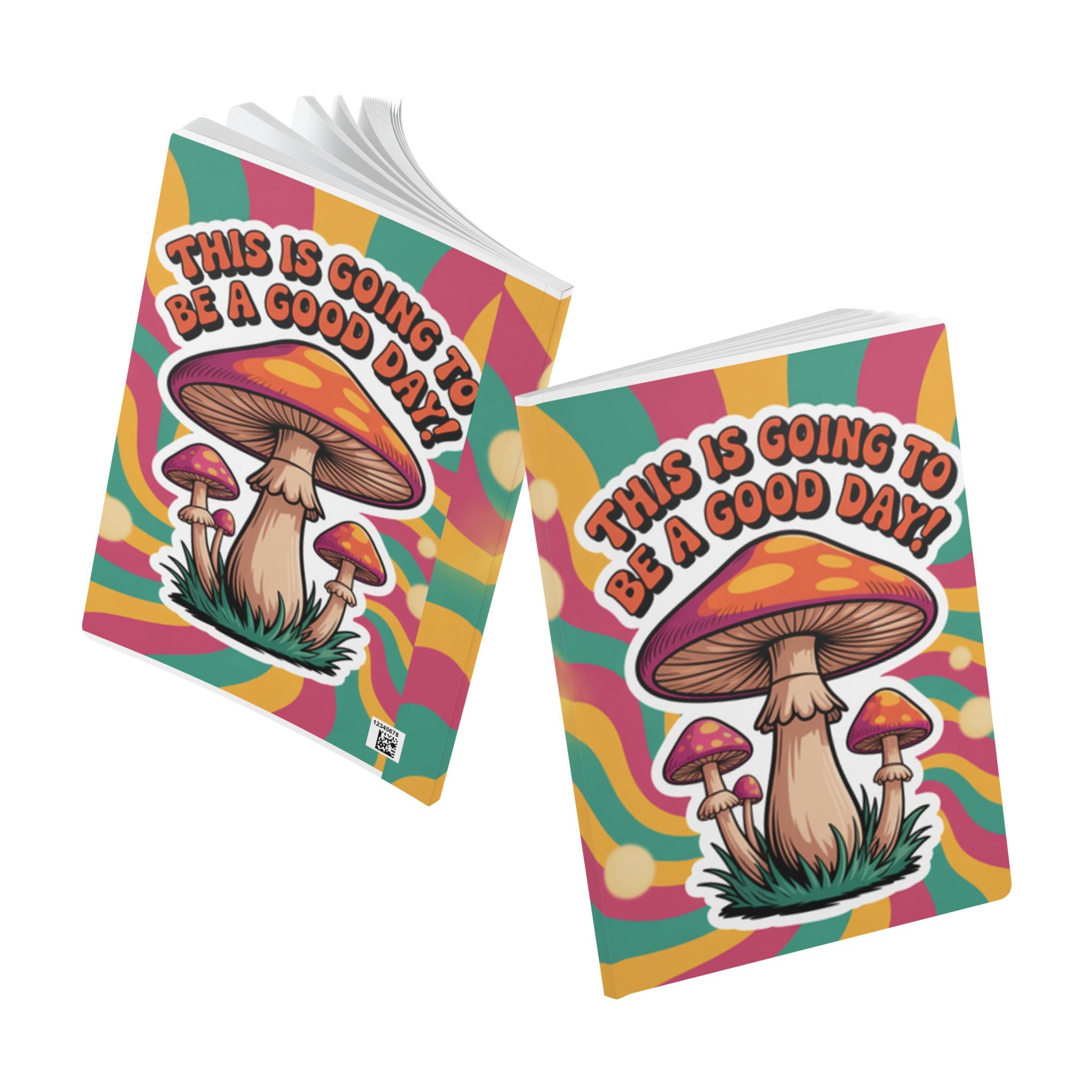 Colorful 70s Mushroom Journal: Positive Vibes Diary, Motivational Notebook, Gift for Writers, Back to School, Nature Lovers