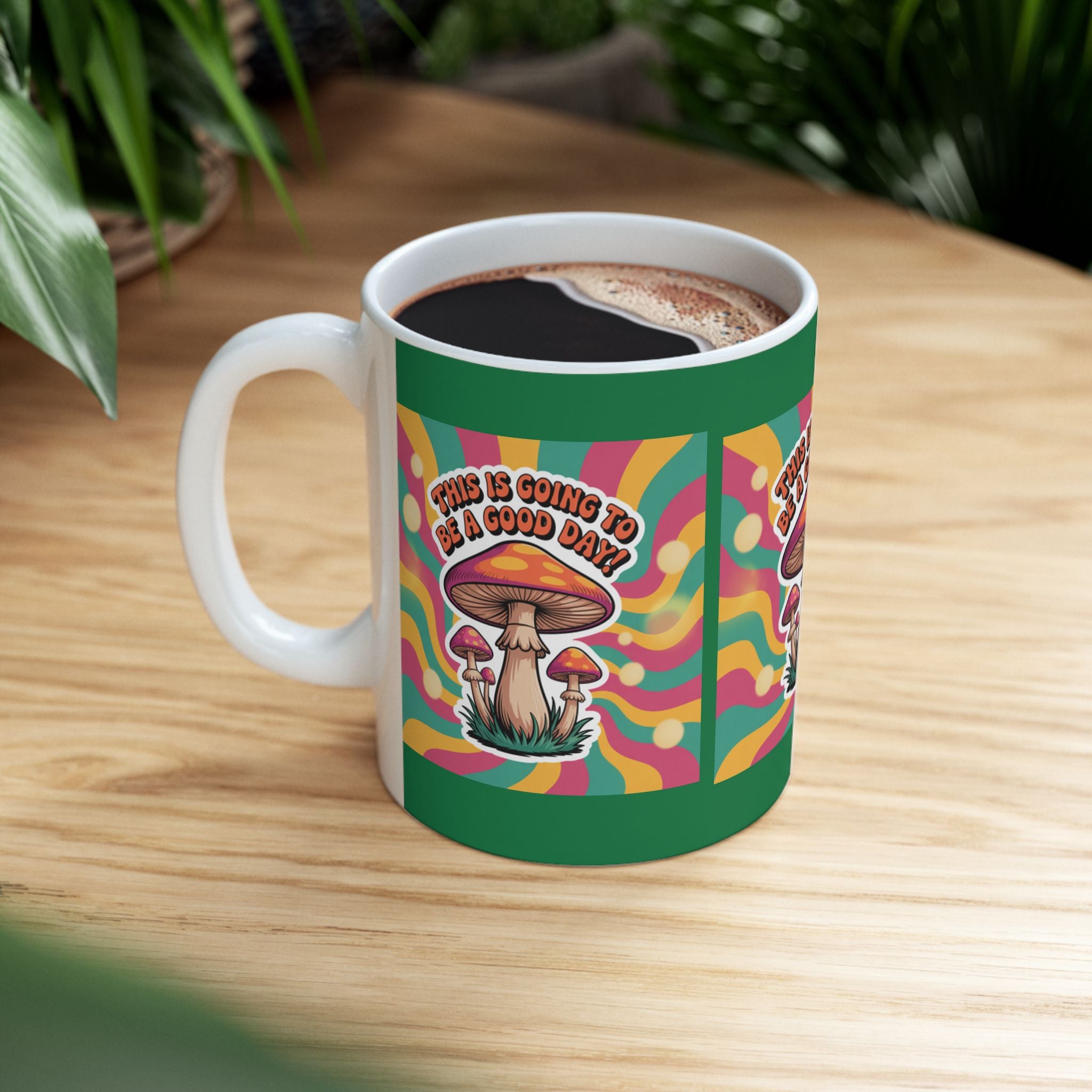 Vibrant Mushroom Ceramic Mug, Fun Coffee Cup for Good Vibes, Gift for Nature Lovers, Tea Time, Boho Decor, Colorful Drinkware