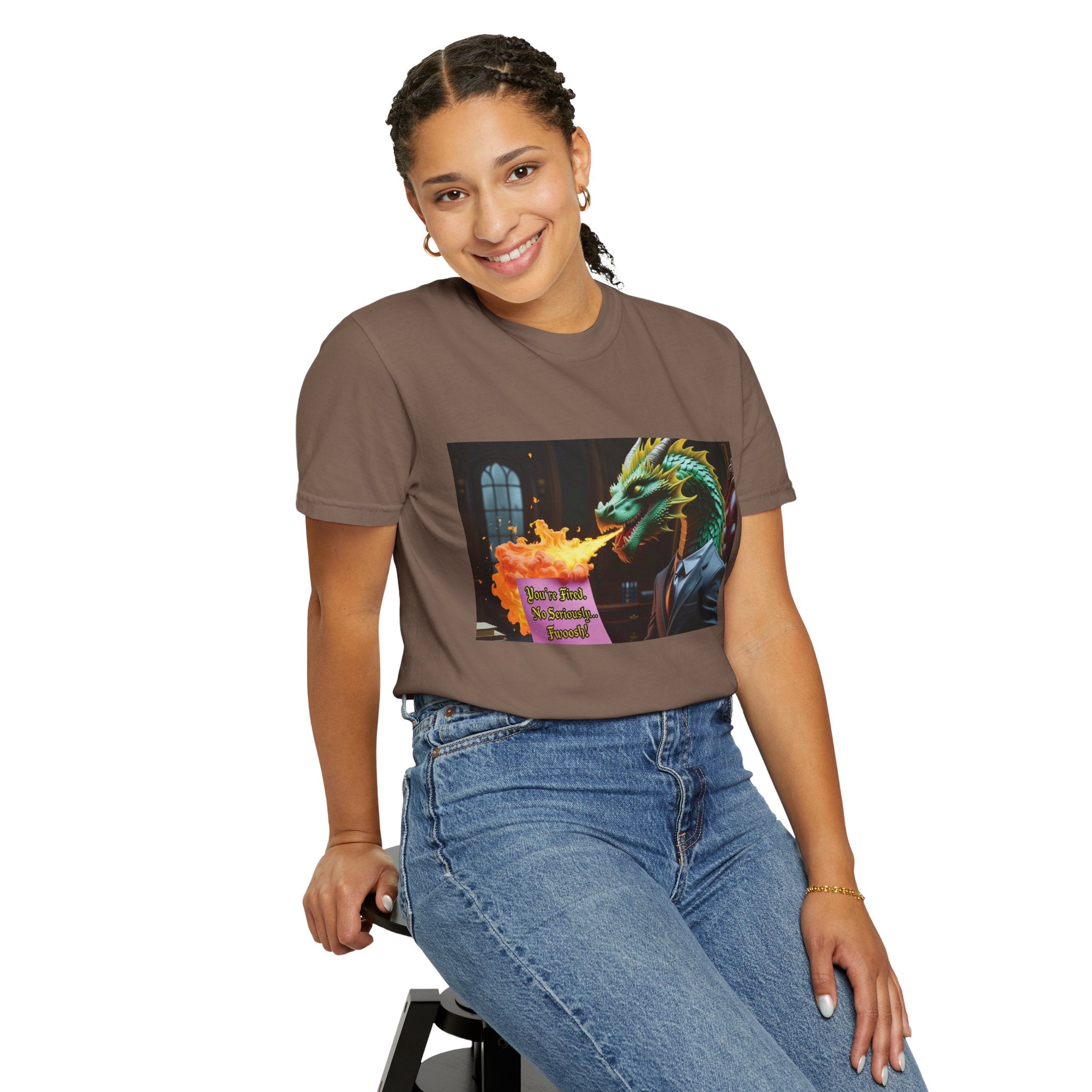 Dragon Fire  Unisex Garment-Dyed T-Shirt, Fun Graphic Tee, Unique Gift, Casual Wear, Fantasy Lover Apparel, Statement Shirt
