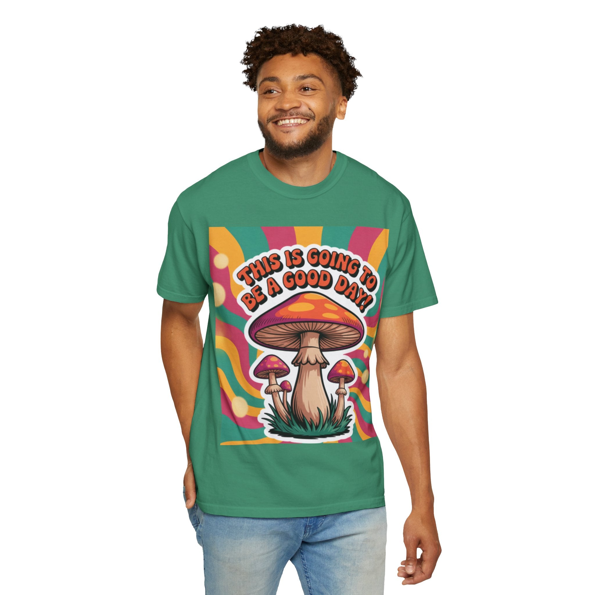 Positive Vibes T-shirt, Retro Mushroom Tee, Unisex Psychedelic Shirt, Gift for Friends, Casual Wear, Summer Essentials