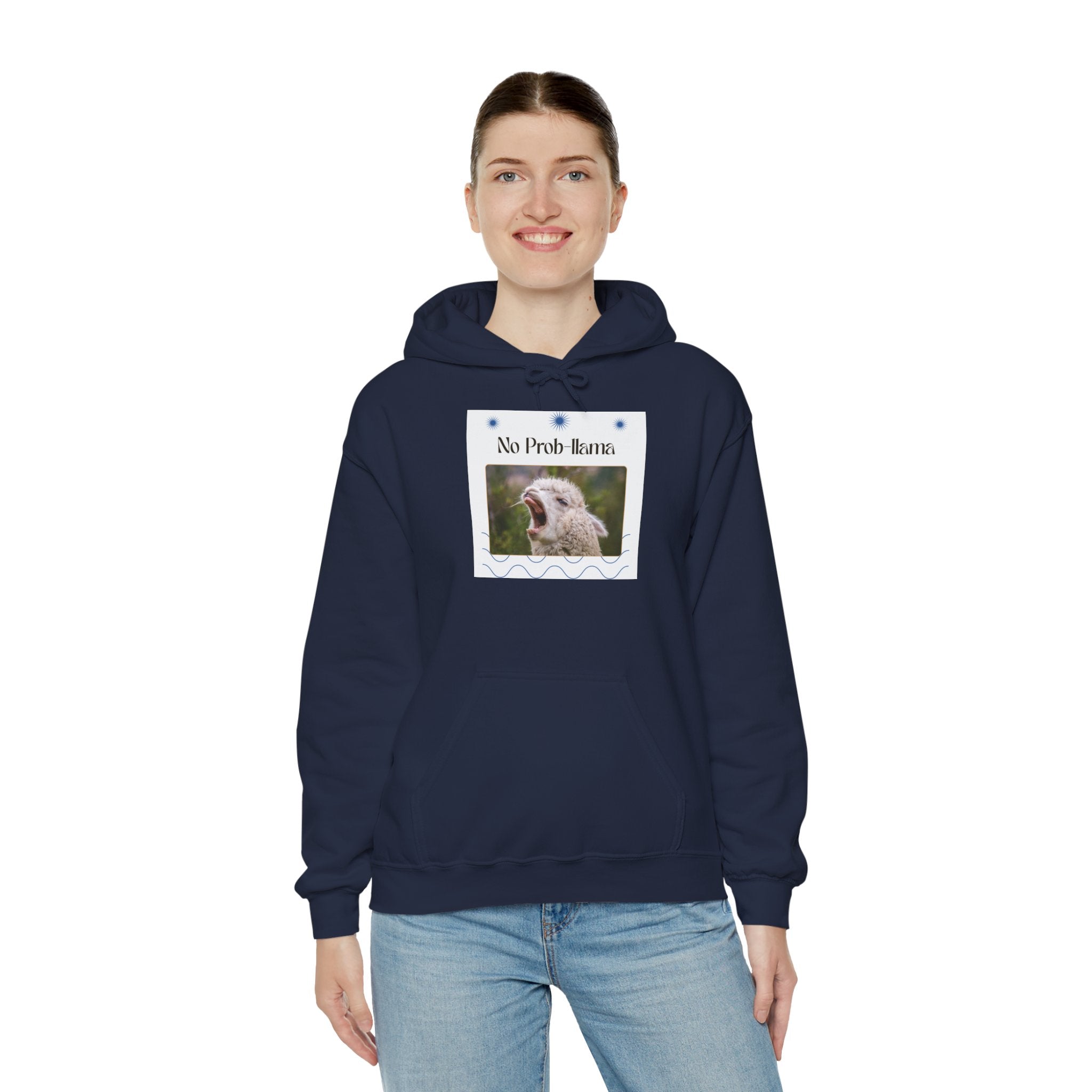"No Prob-Llama" Unisex Hooded Sweatshirt with Fun Design, Cozy Apparel for Relaxed Days, Gifts for Friends, Casual Wear, Unique Gift Idea, Birthday Present