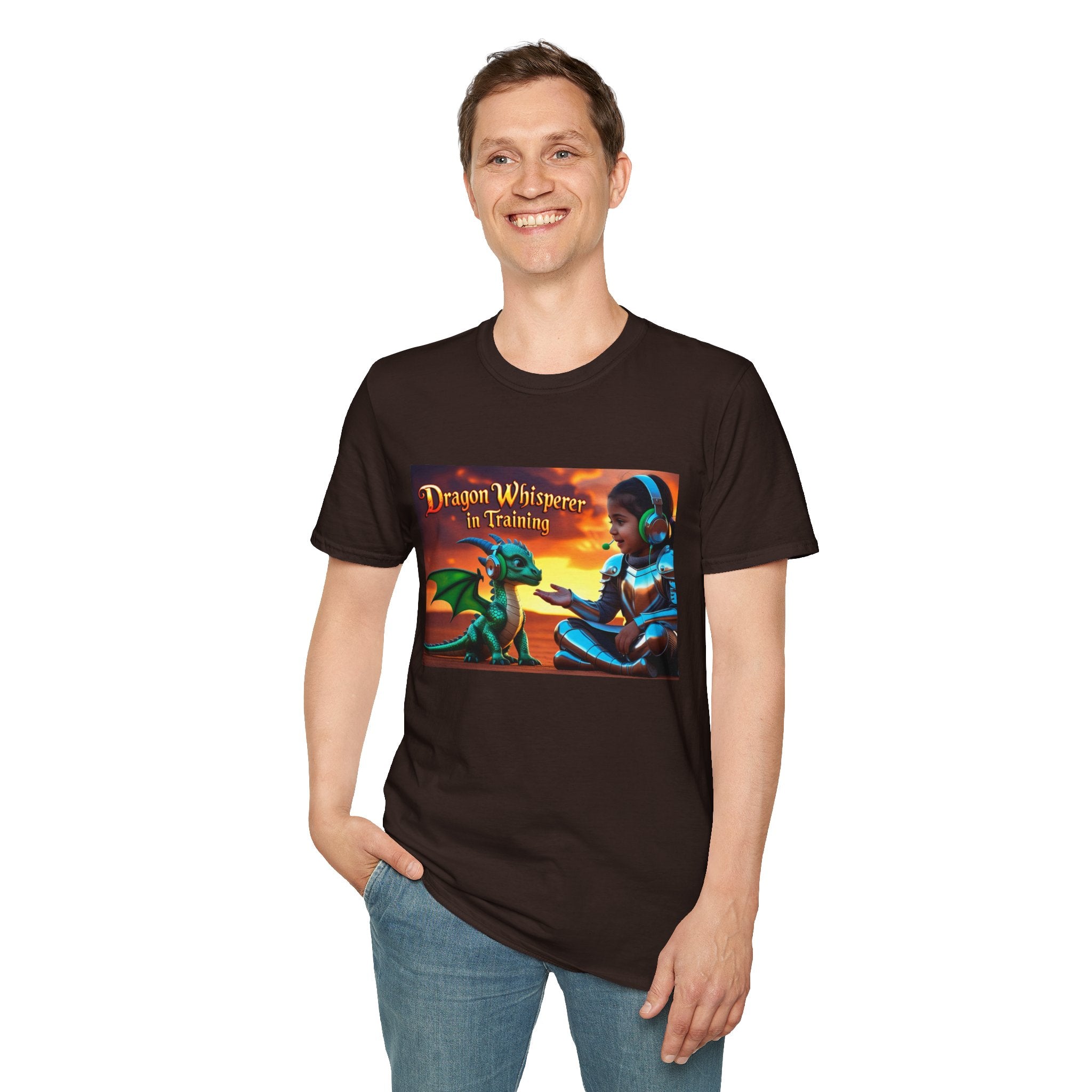 Funny Dragon Whisperer Unisex Softstyle T-Shirt | Fantasy Apparel, Gift for Dragon Lovers, Kids & Adults, Birthday Present, Magical Vibe