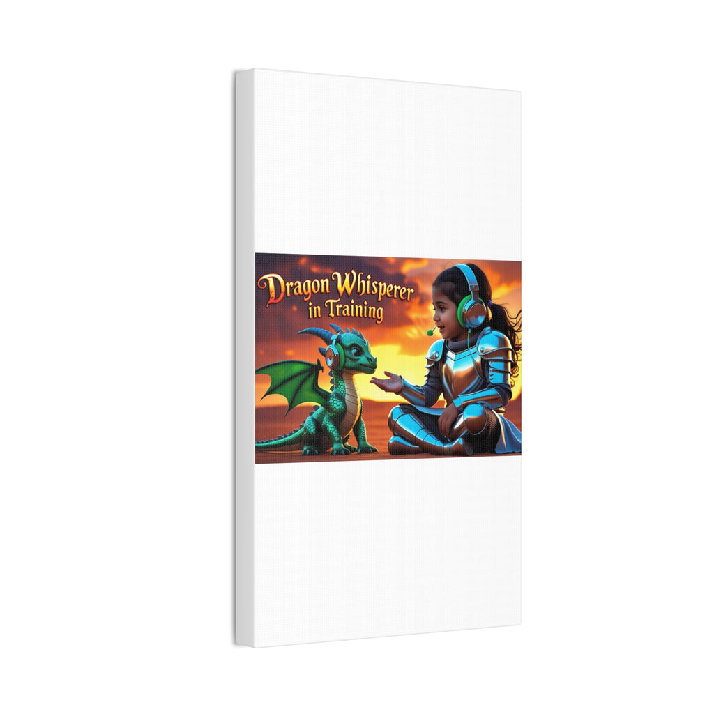 Dragon Whisperer (Girl) Canvas Print, Fantasy Wall Art, Kids Room Decor, Magical Artwork, Gift for Dragon Lovers, Adventure Theme