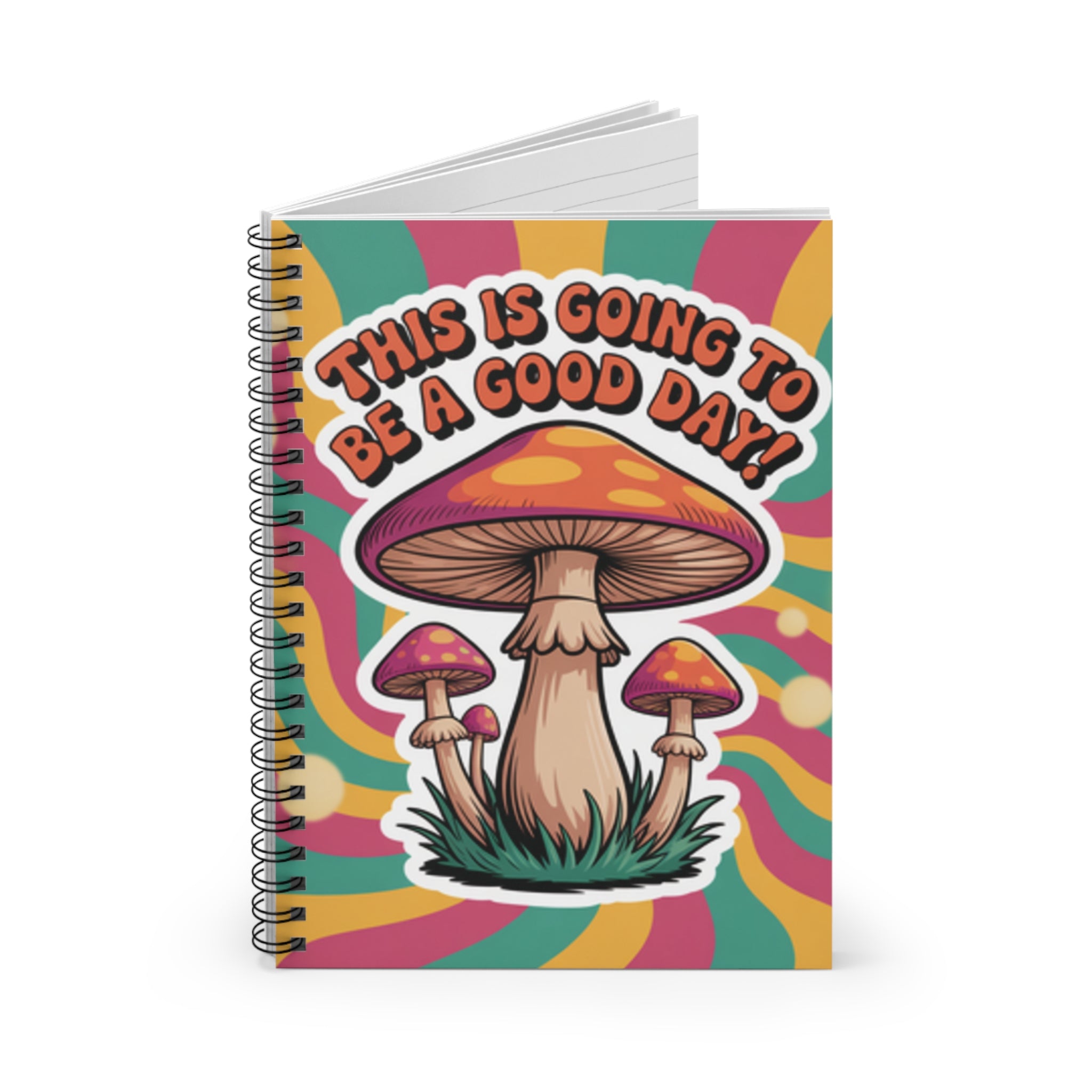 Positive Vibes Colorful Mushroom Spiral Notebook - Perfect Gift, Journal for Creatives, Motivational Note-taking, School Supplies, Daily Planner, [...]
