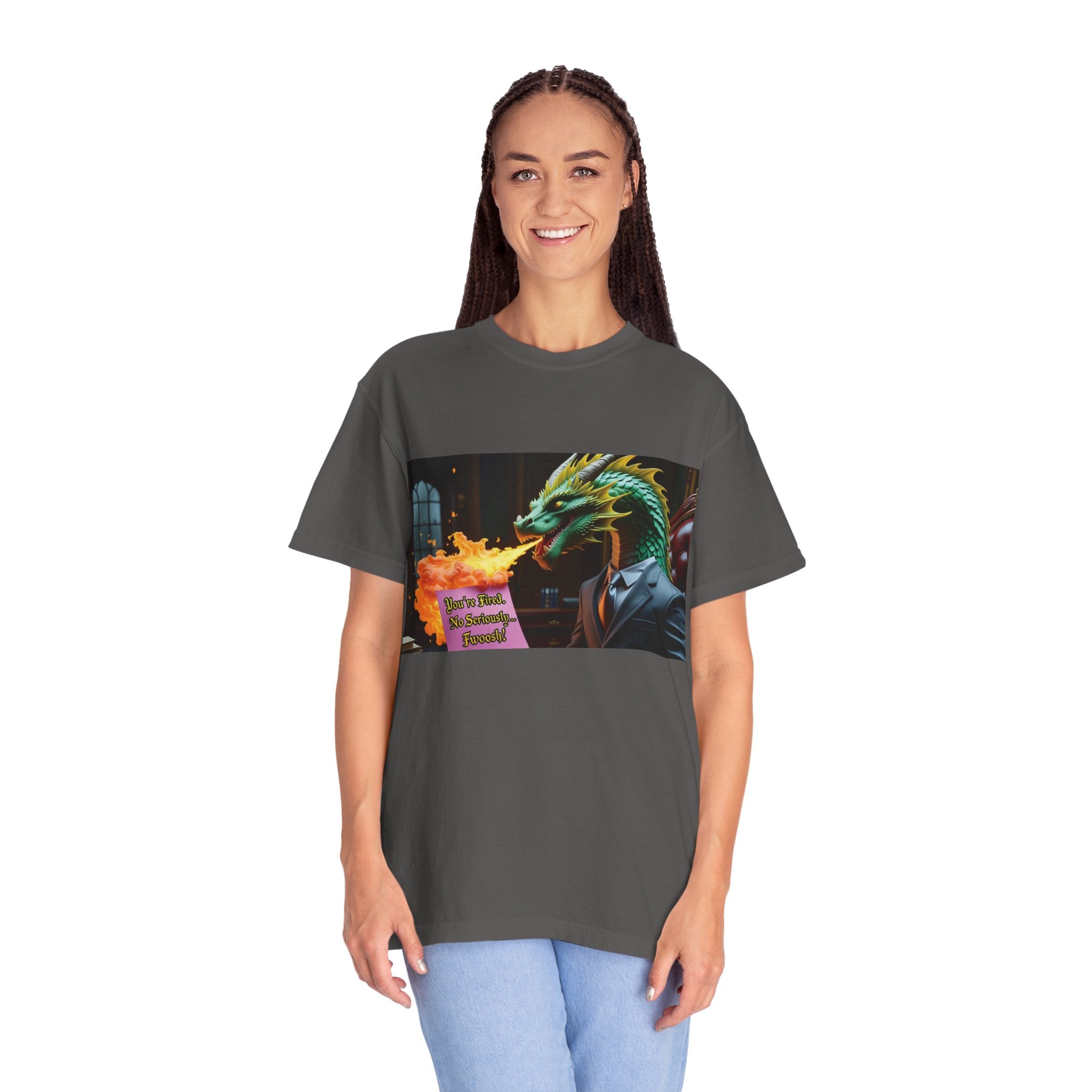 Dragon Fire  Unisex Garment-Dyed T-Shirt, Fun Graphic Tee, Unique Gift, Casual Wear, Fantasy Lover Apparel, Statement Shirt