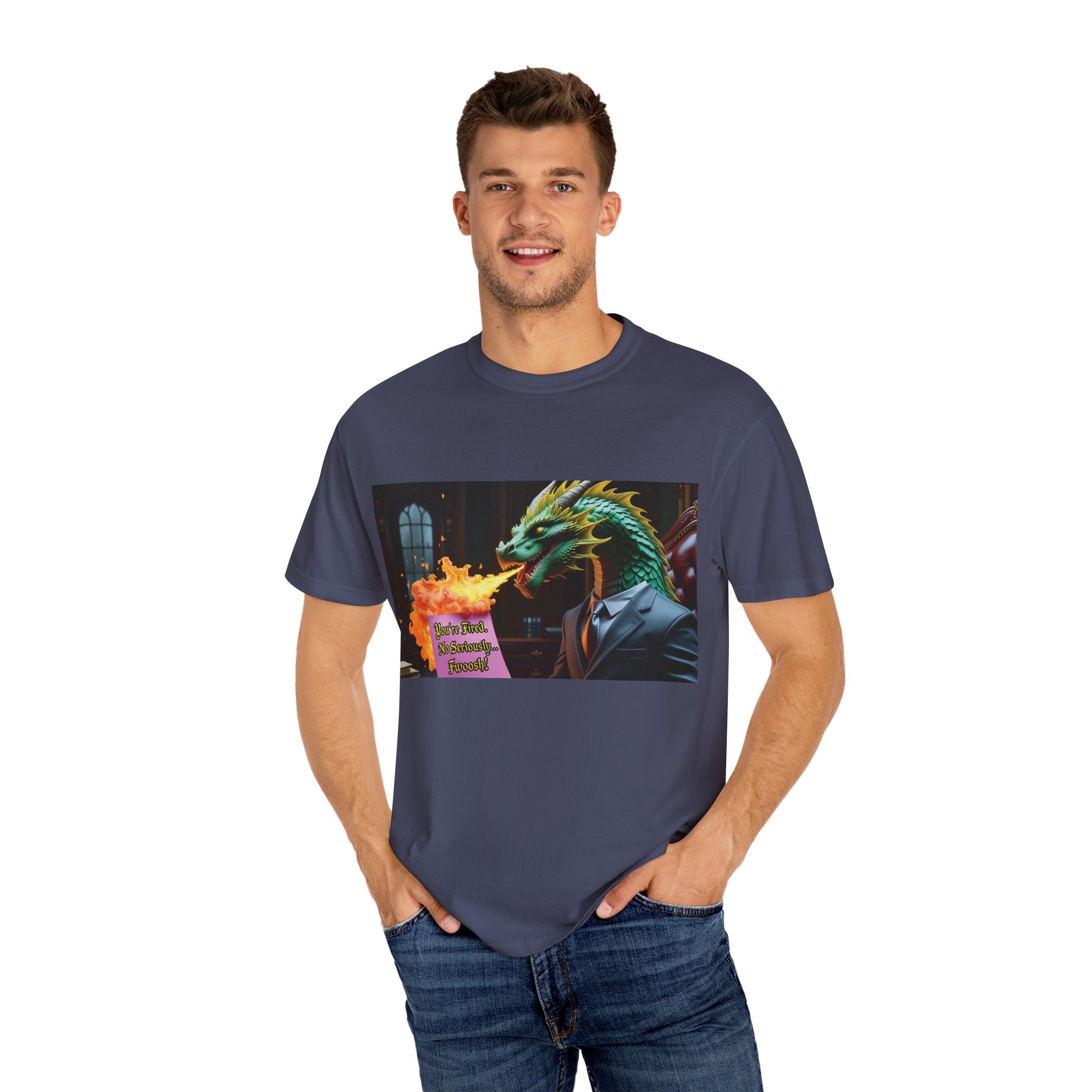 Dragon Fire  Unisex Garment-Dyed T-Shirt, Fun Graphic Tee, Unique Gift, Casual Wear, Fantasy Lover Apparel, Statement Shirt