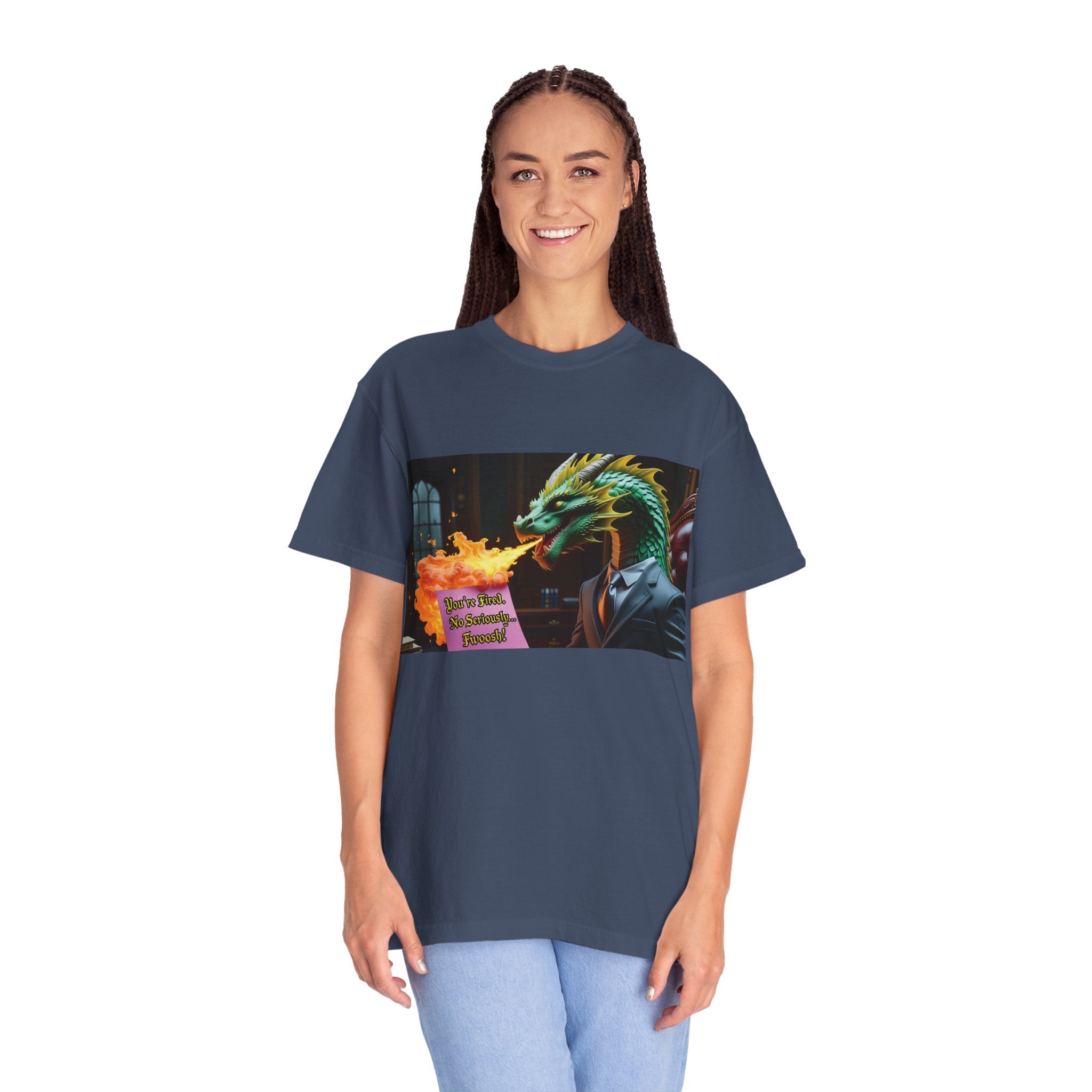 Dragon Fire  Unisex Garment-Dyed T-Shirt, Fun Graphic Tee, Unique Gift, Casual Wear, Fantasy Lover Apparel, Statement Shirt