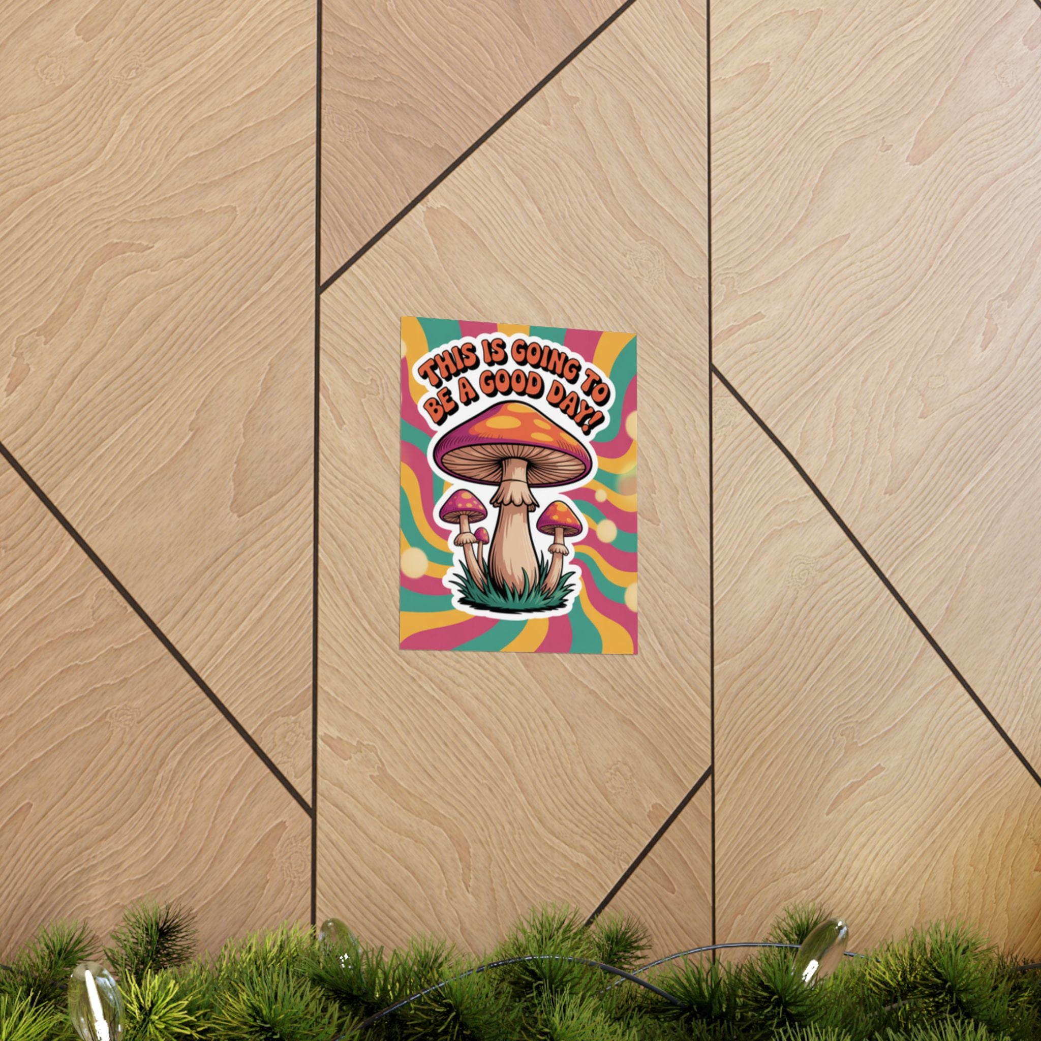 Colorful 70s Retro Mushroom Art Posters - Positive Wall Decor, Psychedelic Prints, Boho Home Decor, Gift for Friends, Inspirational Wall Art