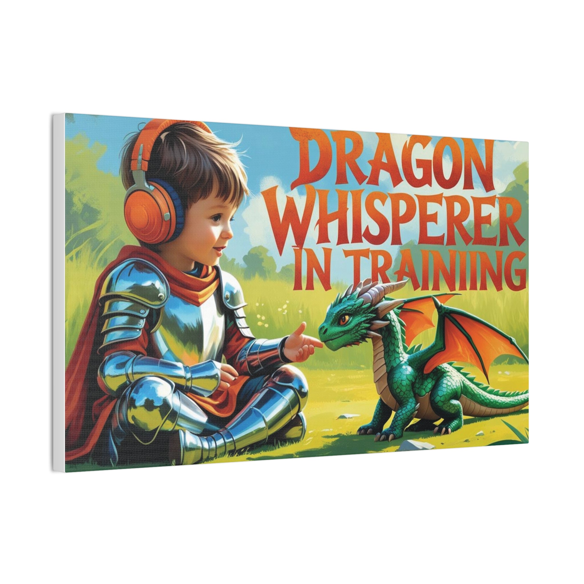 Dragon Whisperer Canvas Print, Playroom Decor, Childrens Wall Art, Fantasy Kids Room, Dragon Lover Gift, Adventure Art, Kid's Room Decor