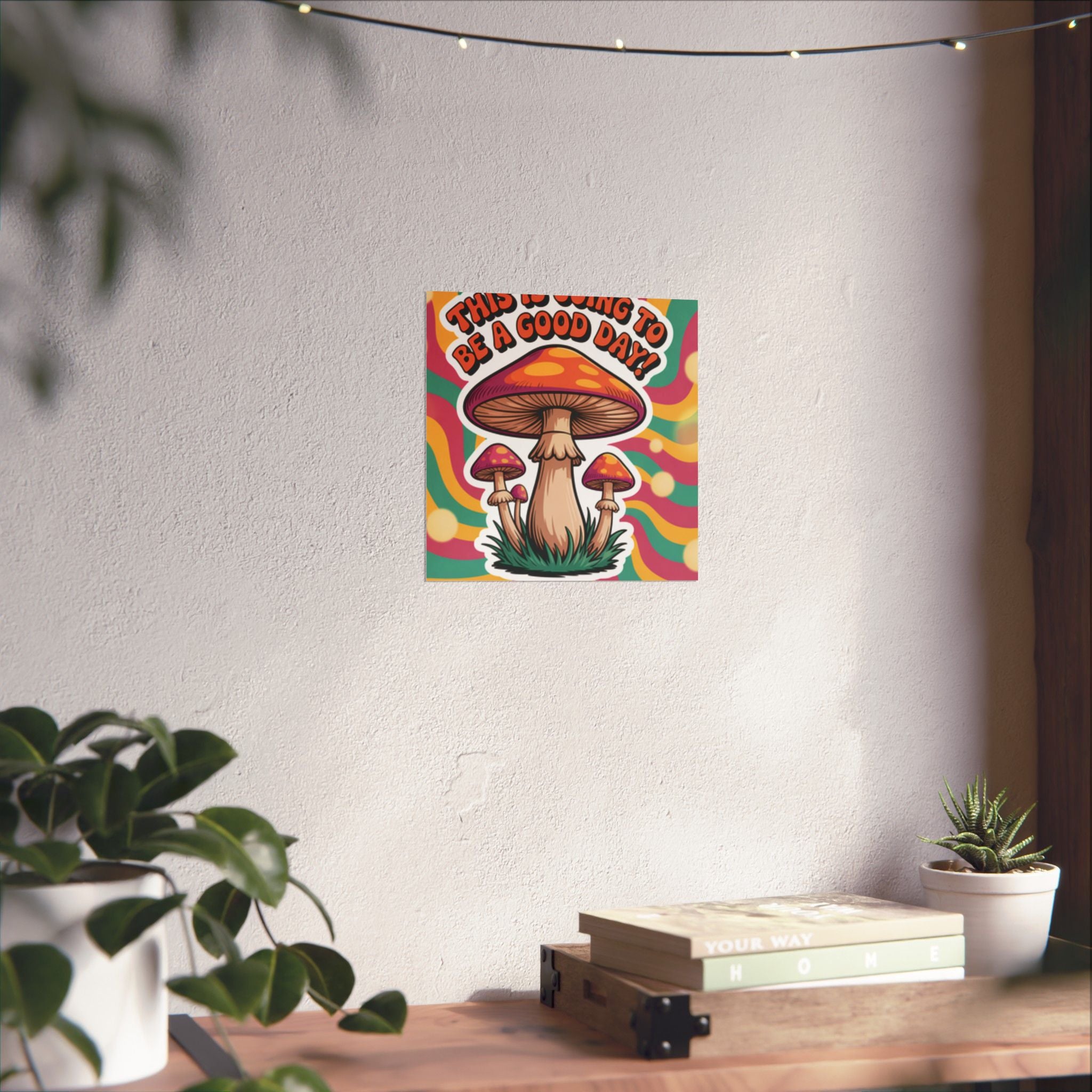 Colorful 70s Retro Mushroom Art Posters - Positive Wall Decor, Psychedelic Prints, Boho Home Decor, Gift for Friends, Inspirational Wall Art