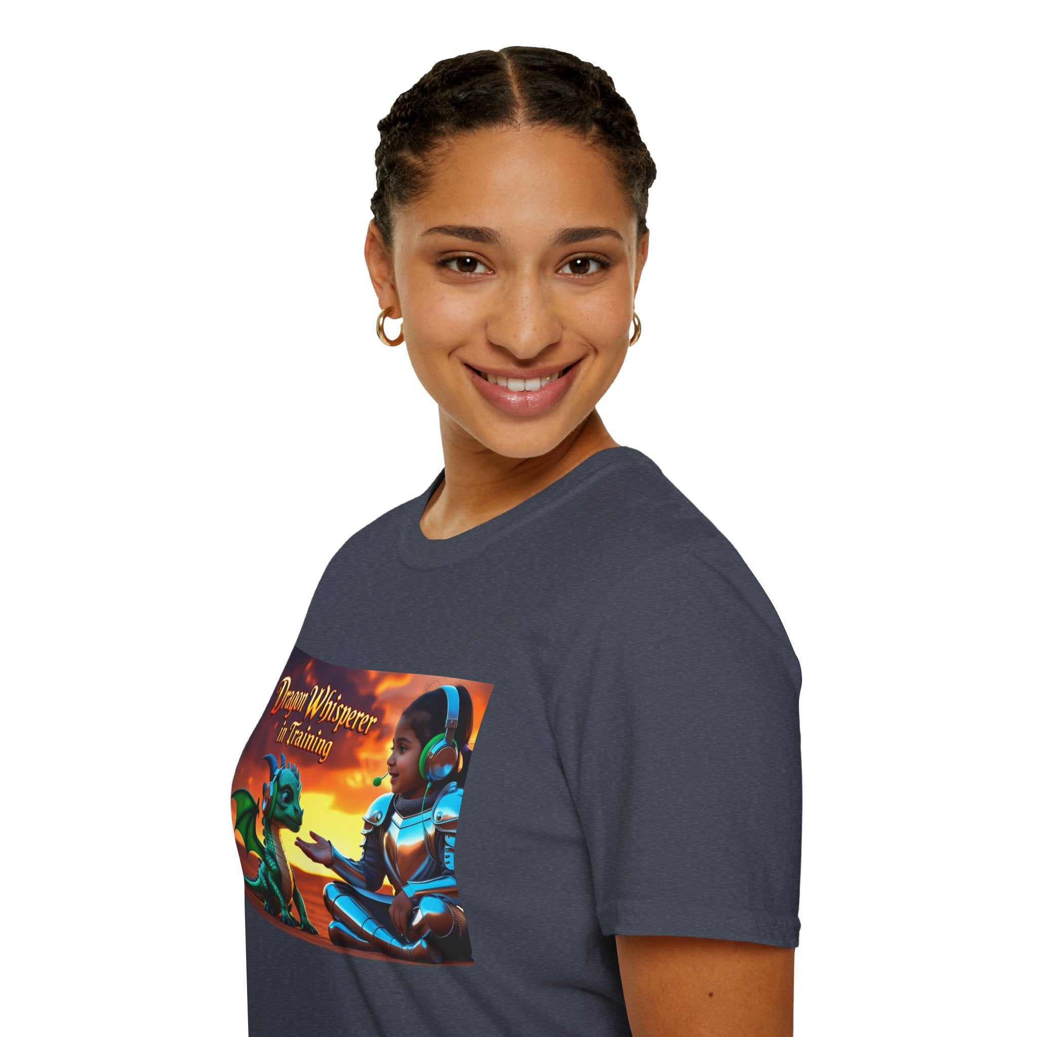 Funny Dragon Whisperer Unisex Softstyle T-Shirt | Fantasy Apparel, Gift for Dragon Lovers, Kids & Adults, Birthday Present, Magical Vibe