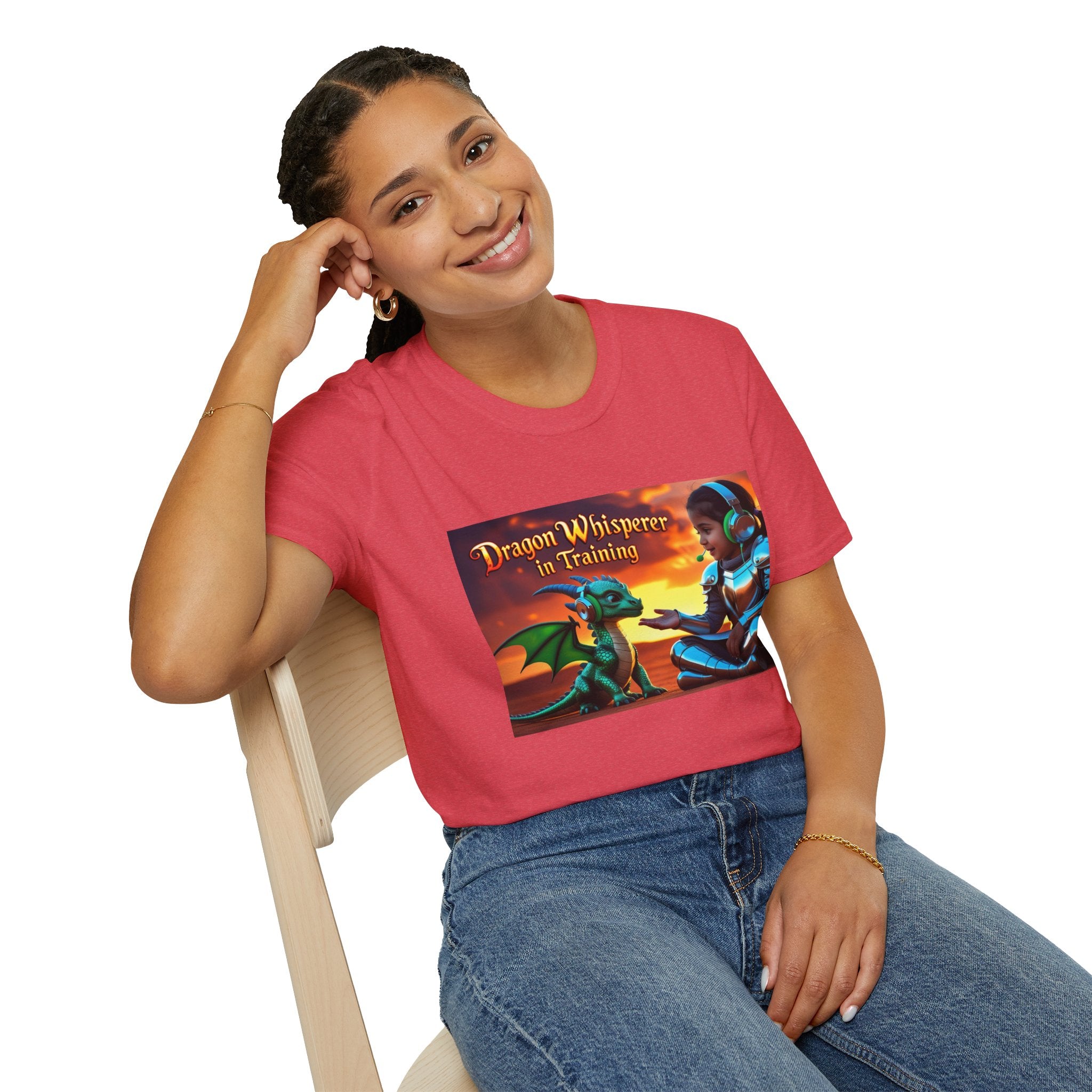 Funny Dragon Whisperer Unisex Softstyle T-Shirt | Fantasy Apparel, Gift for Dragon Lovers, Kids & Adults, Birthday Present, Magical Vibe
