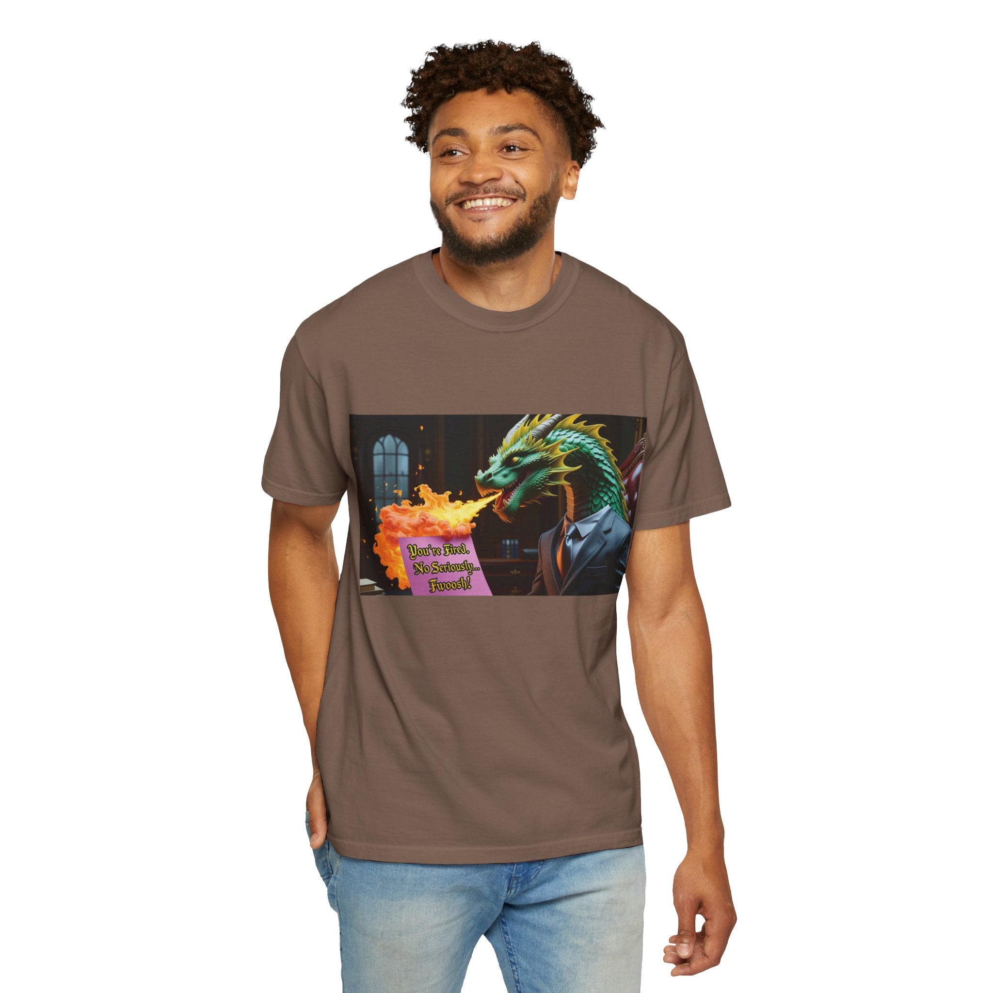 Dragon Fire  Unisex Garment-Dyed T-Shirt, Fun Graphic Tee, Unique Gift, Casual Wear, Fantasy Lover Apparel, Statement Shirt