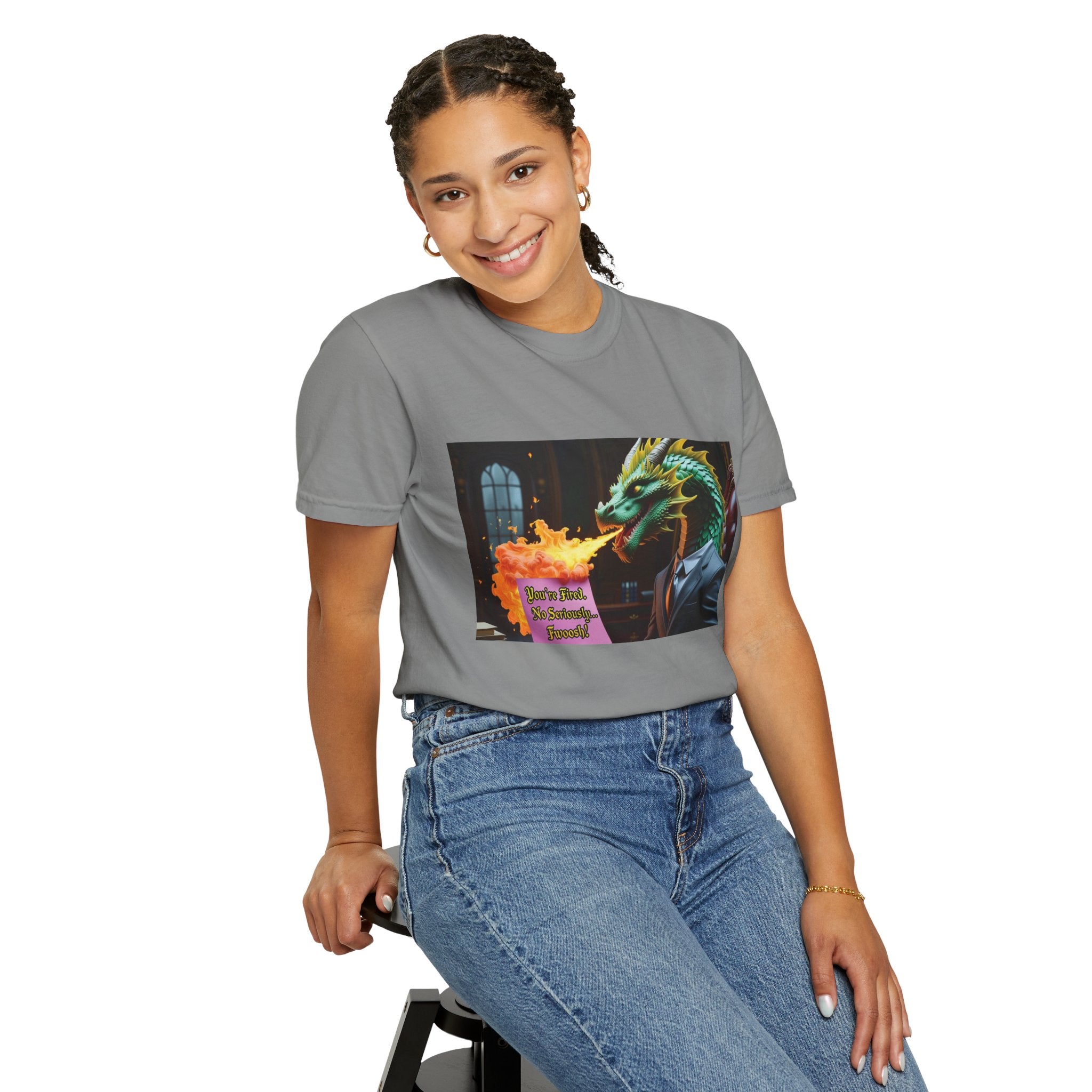 Dragon Fire  Unisex Garment-Dyed T-Shirt, Fun Graphic Tee, Unique Gift, Casual Wear, Fantasy Lover Apparel, Statement Shirt