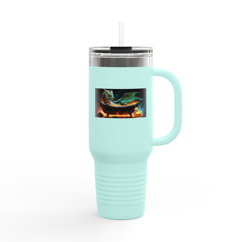 Fun Fantasy Dragon Bath Time Insulated Travel Mug, 40oz - Perfect for Adventures & Celebrations, Dragon Design, Hot & Cold Beverages, Gift for Fantasy Lovers