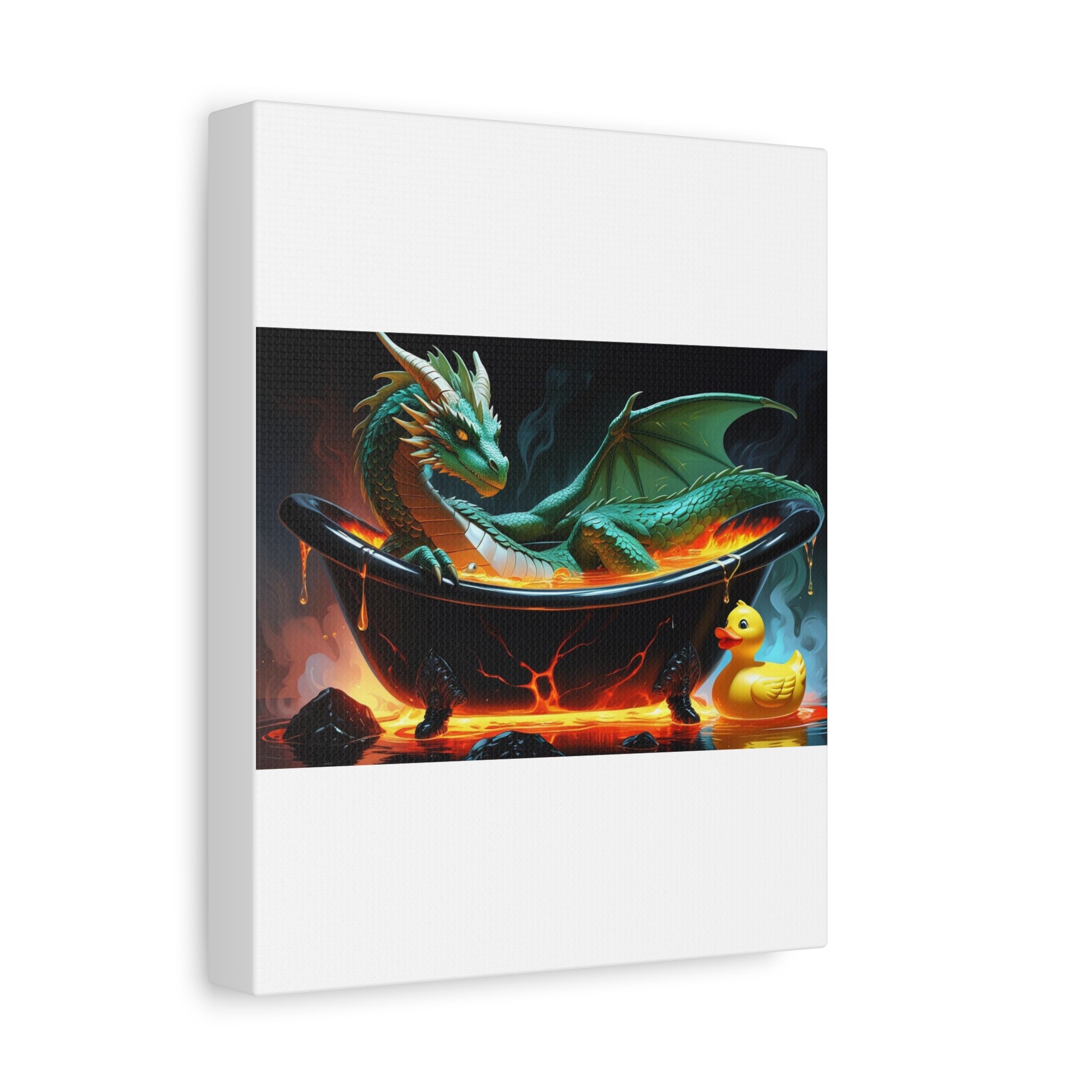 Whimsical Dragon In A Tub  Canvas Wall Art, Fantasy Decor, Kids Room Decor, Unique Gifts for Dragon Lovers, Cute Bathroom Art, Magical Home Decor