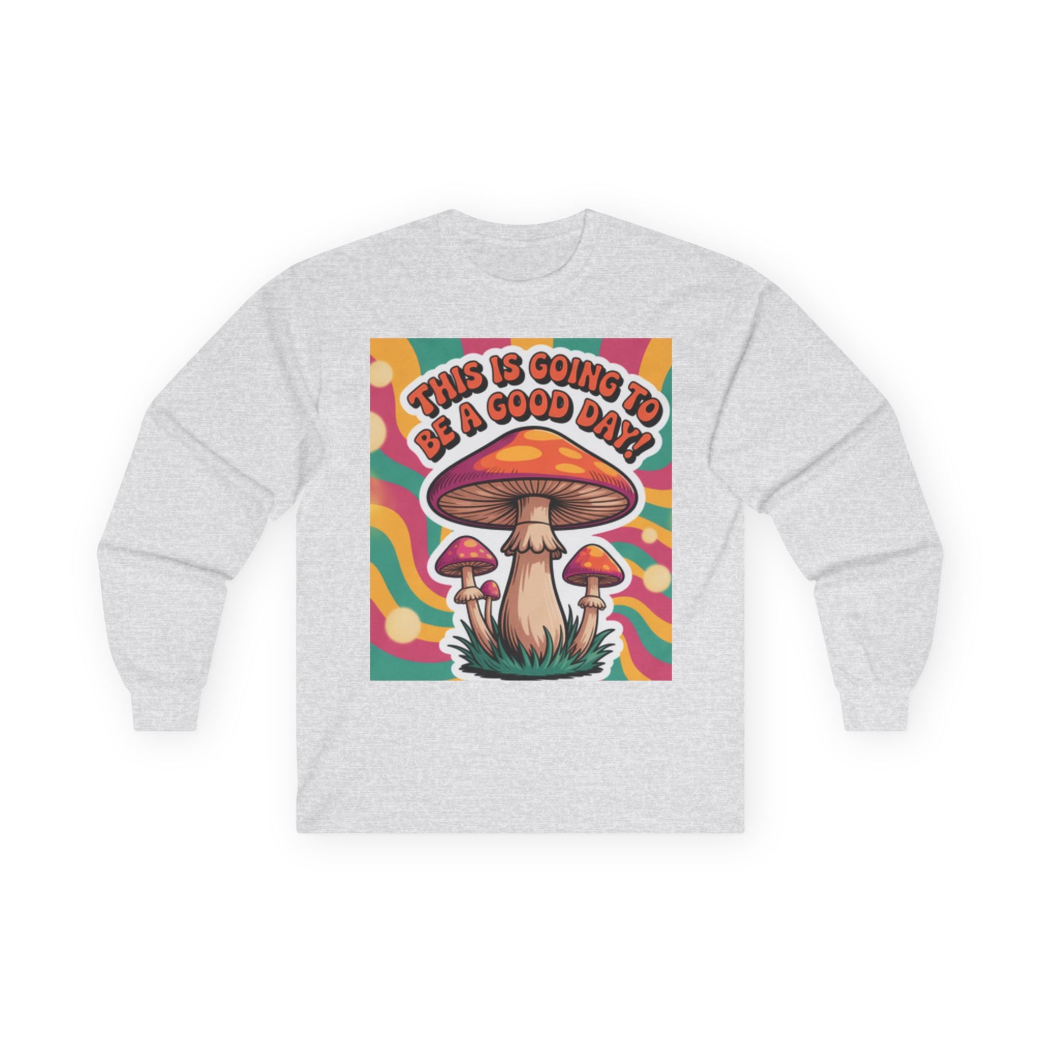 Good Vibes 70s Mushroom Long Sleeve Tee, Casual Wear, Gift for Friends, Unisex Shirt, Boho Style Clothing