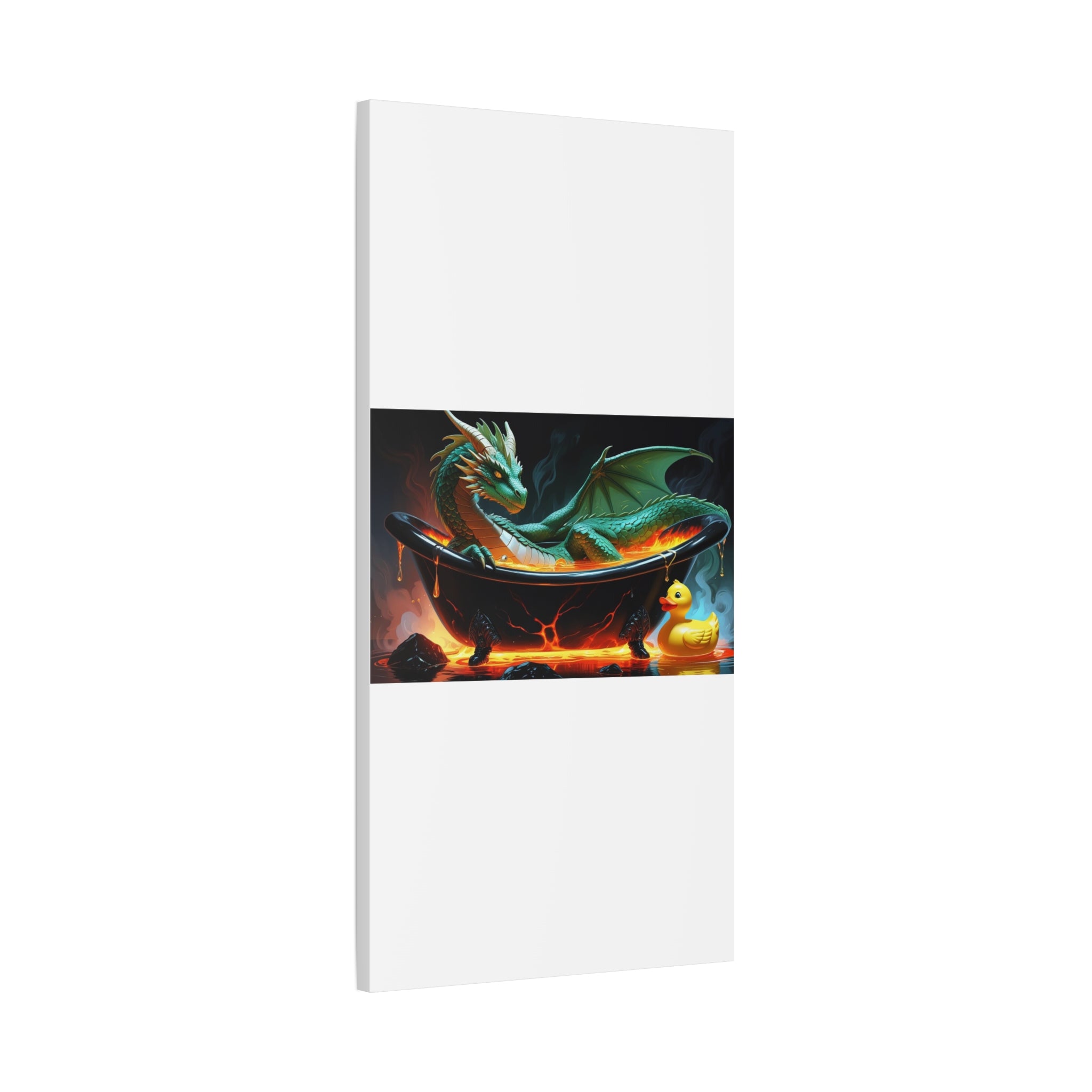 Whimsical Dragon In A Tub  Canvas Wall Art, Fantasy Decor, Kids Room Decor, Unique Gifts for Dragon Lovers, Cute Bathroom Art, Magical Home Decor