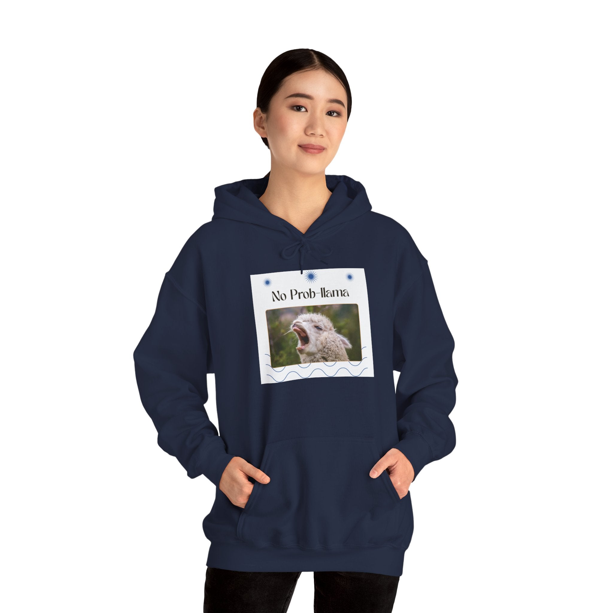 "No Prob-Llama" Unisex Hooded Sweatshirt with Fun Design, Cozy Apparel for Relaxed Days, Gifts for Friends, Casual Wear, Unique Gift Idea, Birthday Present