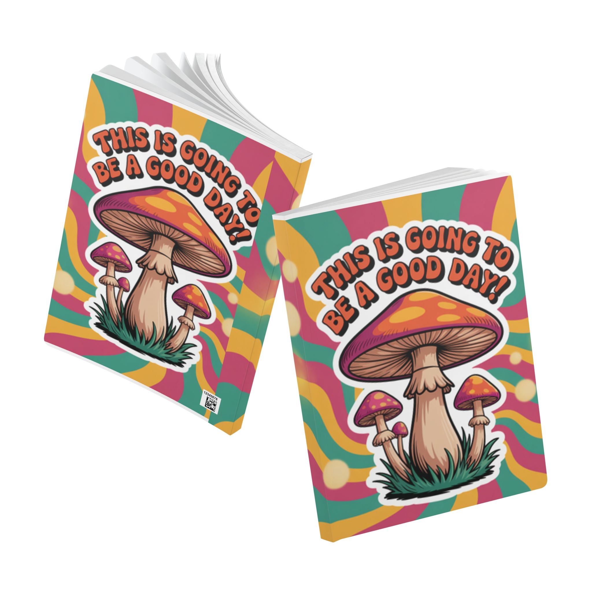Colorful 70s Mushroom Journal: Positive Vibes Diary, Motivational Notebook, Gift for Writers, Back to School, Nature Lovers