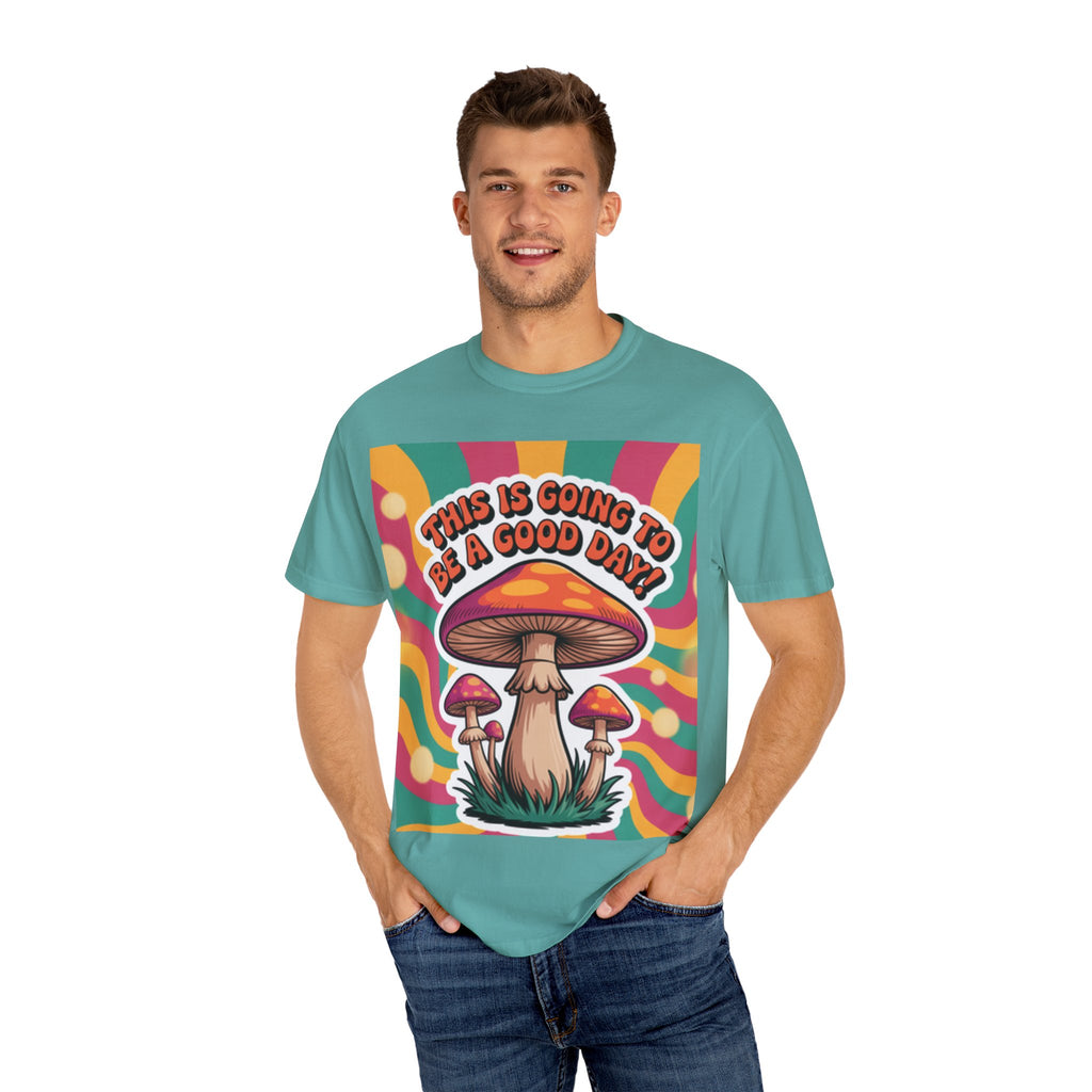 Positive Vibes T-shirt, Retro Mushroom Tee, Unisex Psychedelic Shirt, Gift for Friends, Casual Wear, Summer Essentials
