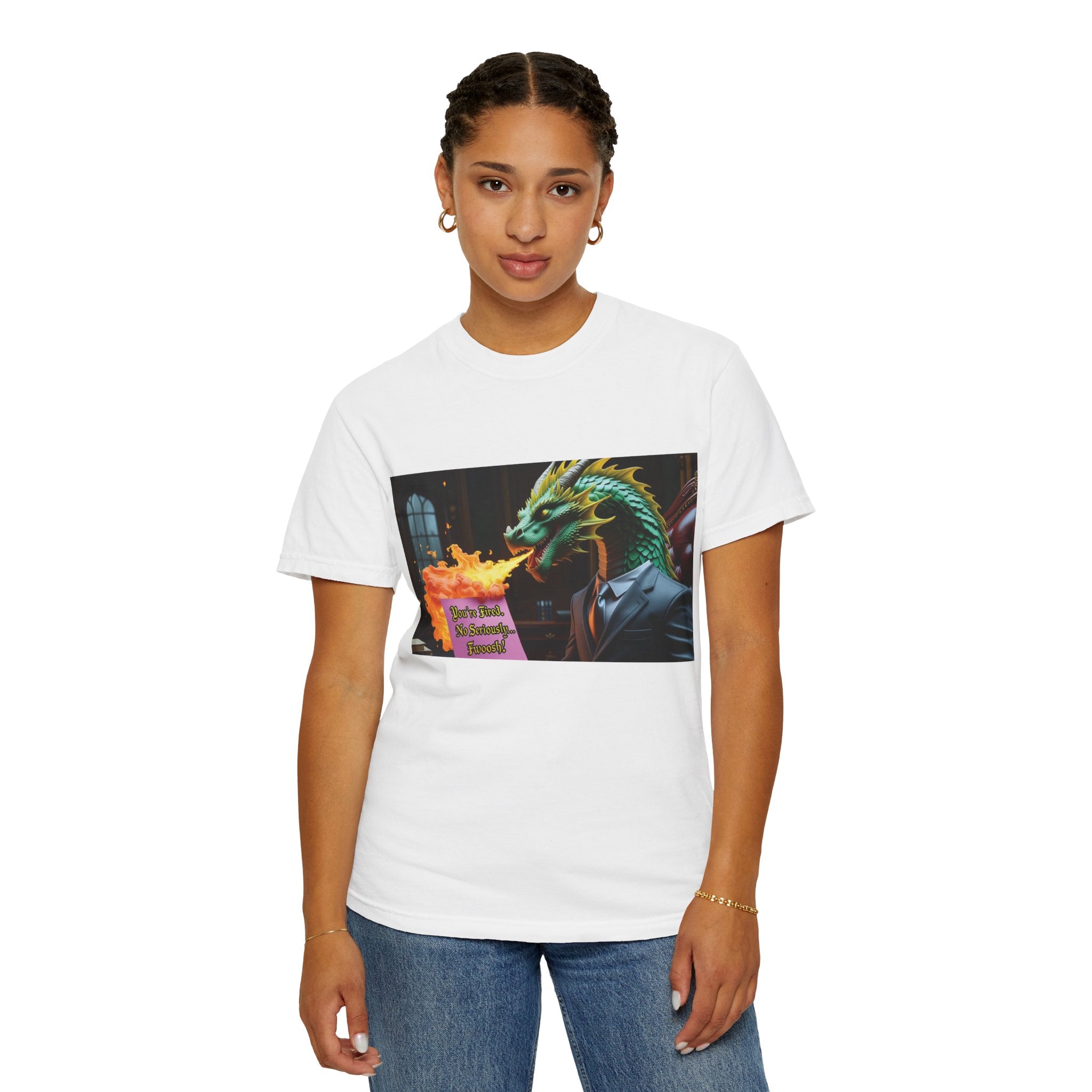 Dragon Fire  Unisex Garment-Dyed T-Shirt, Fun Graphic Tee, Unique Gift, Casual Wear, Fantasy Lover Apparel, Statement Shirt