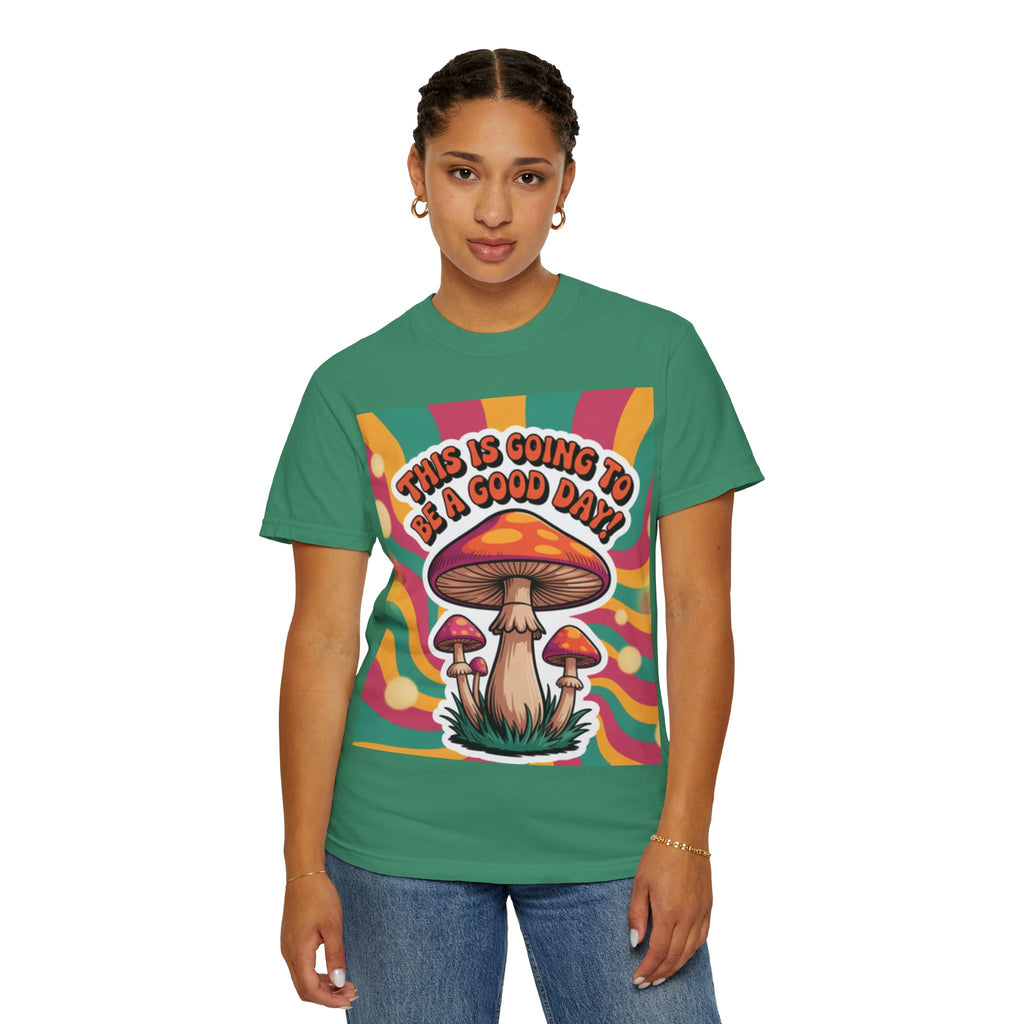 Positive Vibes T-shirt, Retro Mushroom Tee, Unisex Psychedelic Shirt, Gift for Friends, Casual Wear, Summer Essentials