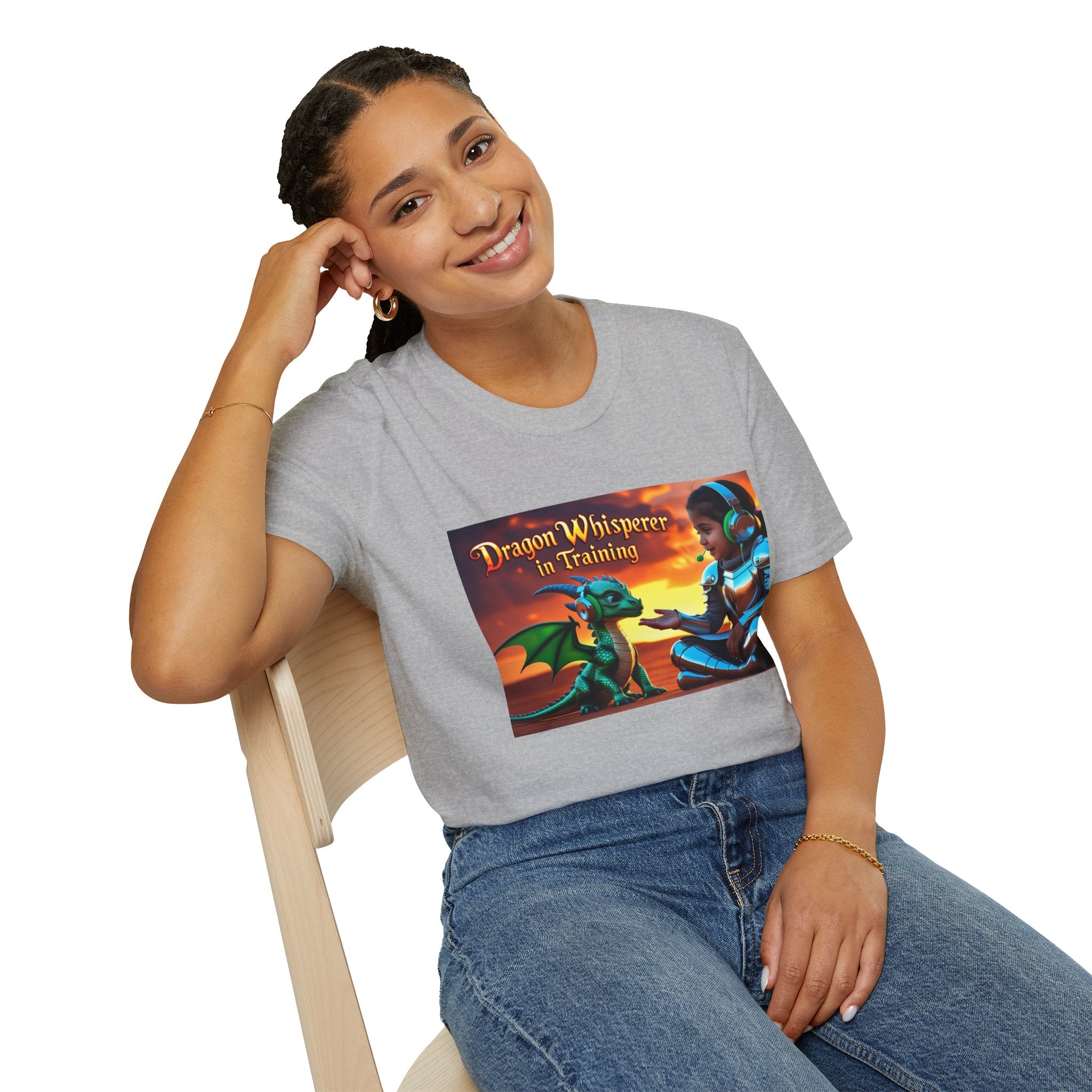 Funny Dragon Whisperer Unisex Softstyle T-Shirt | Fantasy Apparel, Gift for Dragon Lovers, Kids & Adults, Birthday Present, Magical Vibe