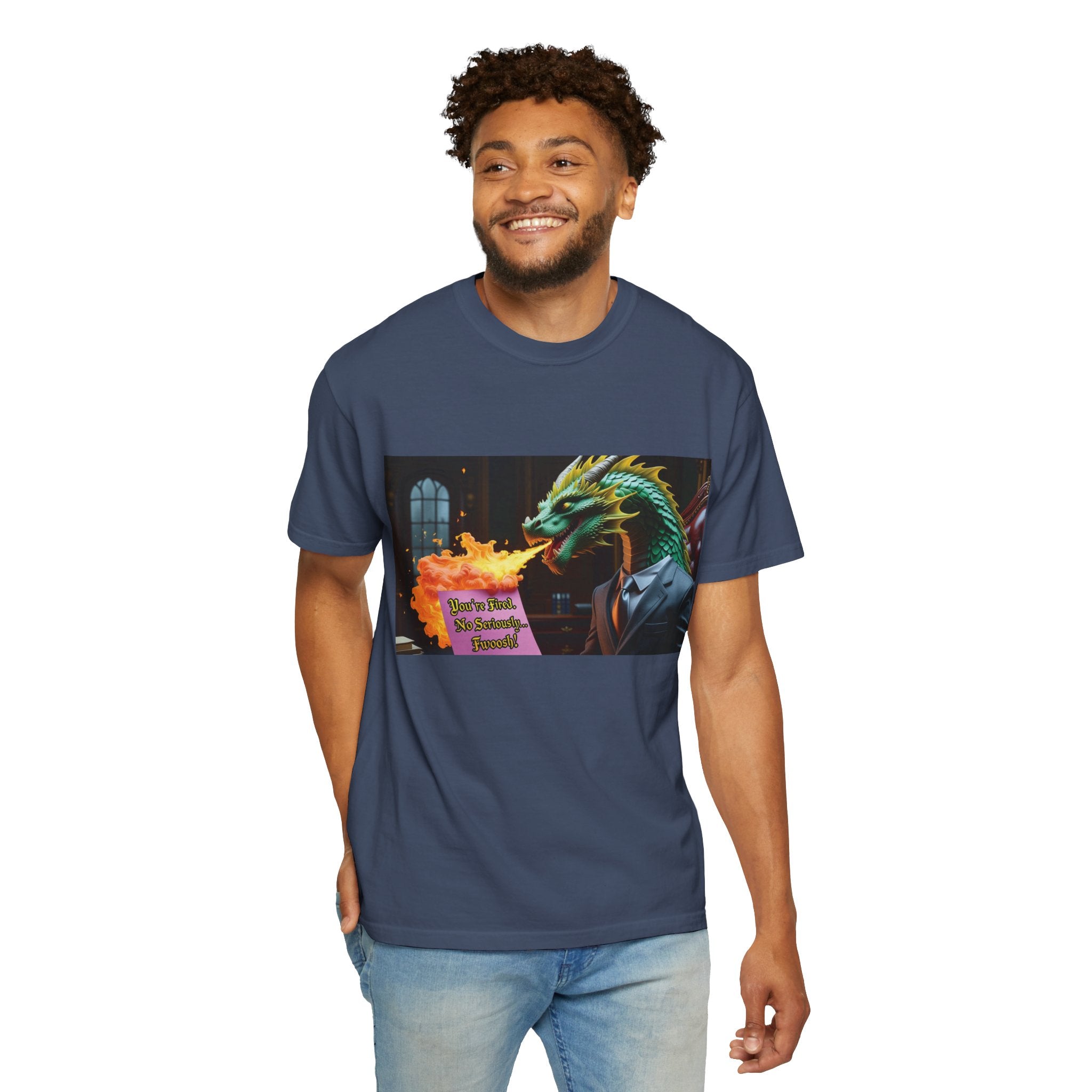 Dragon Fire  Unisex Garment-Dyed T-Shirt, Fun Graphic Tee, Unique Gift, Casual Wear, Fantasy Lover Apparel, Statement Shirt
