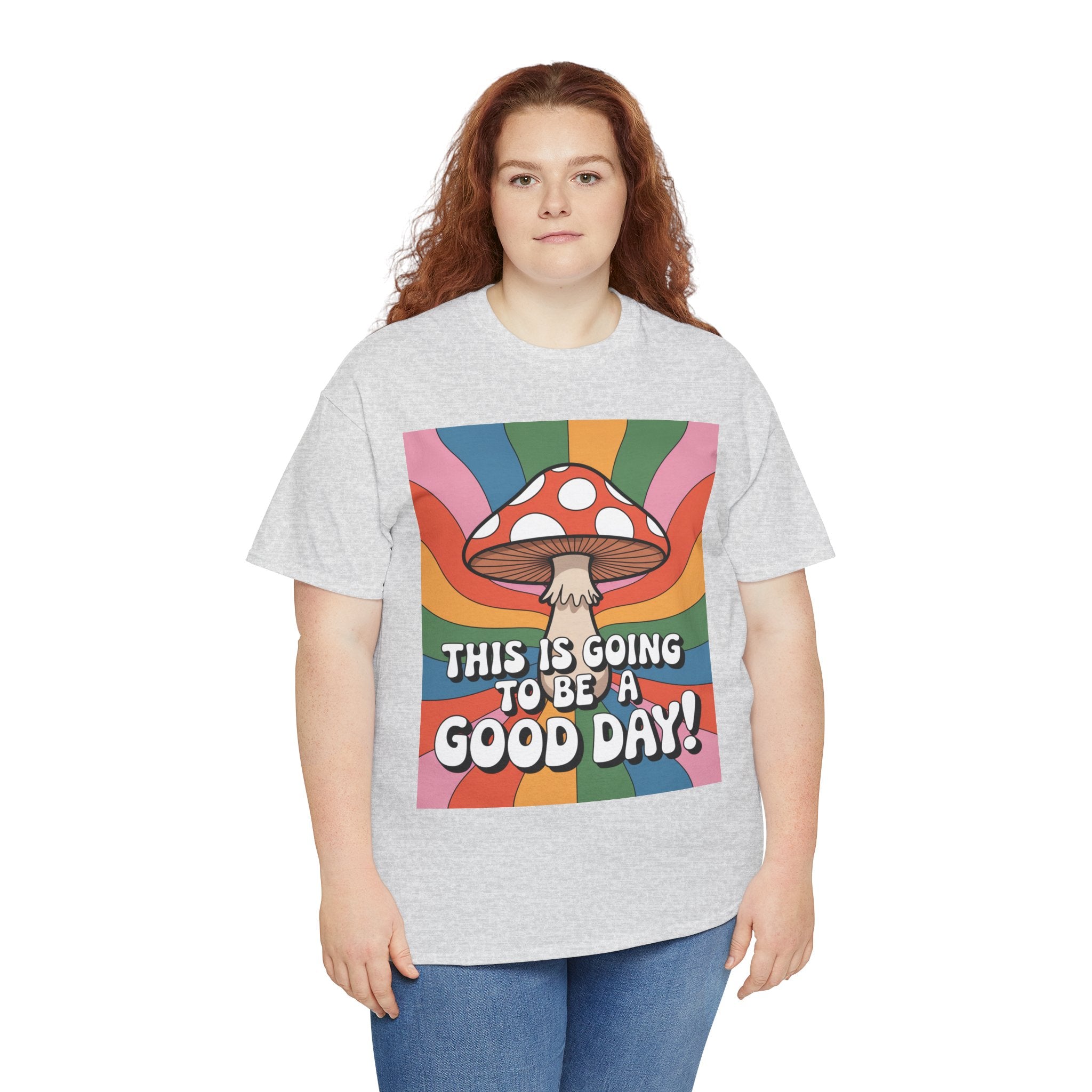 Fun Hippy Mushroom Cheerful Graphic Tee, Positive Vibes T-Shirt for Everyday Wear, Gift for Nature Lovers, Trendy Casual Wear, Eco-Friendly Fashion