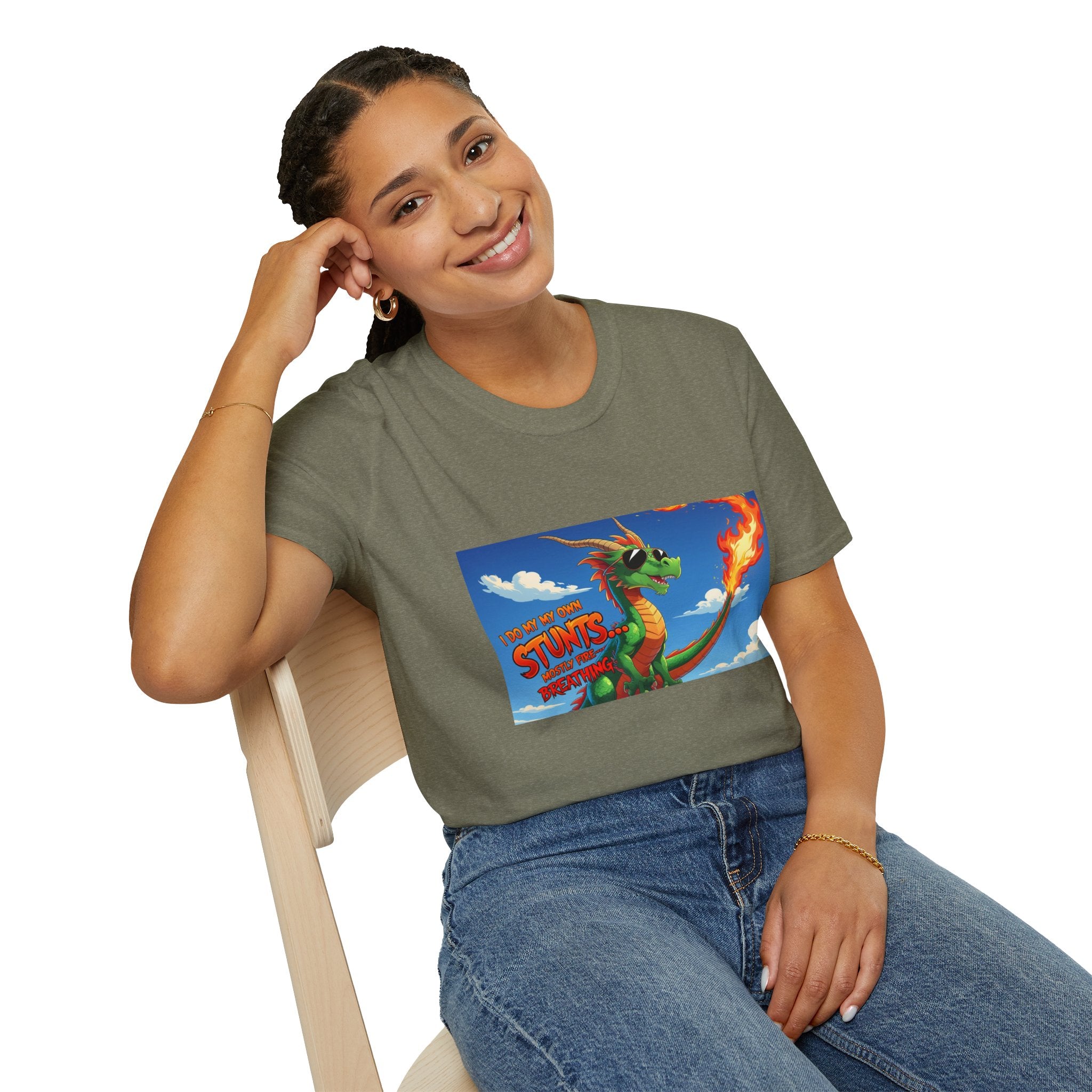 Funny Fire-Breathing Dragon T-Shirt | Fantasy Graphic Tee for Kids and Adults, Unisex Softstyle T-Shirt, Casual Wear, Game Night Apparel, [...]