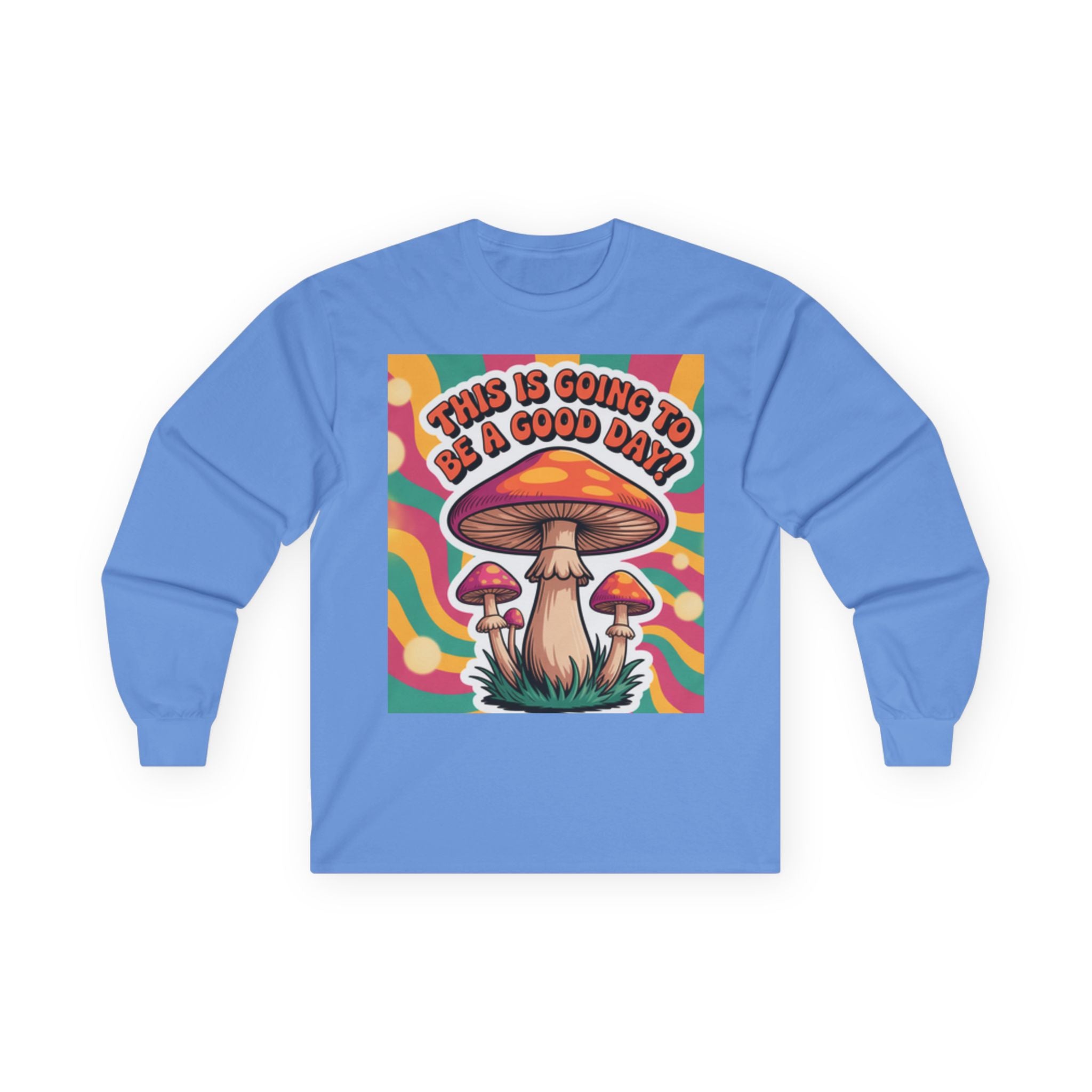 Good Vibes 70s Mushroom Long Sleeve Tee, Casual Wear, Gift for Friends, Unisex Shirt, Boho Style Clothing